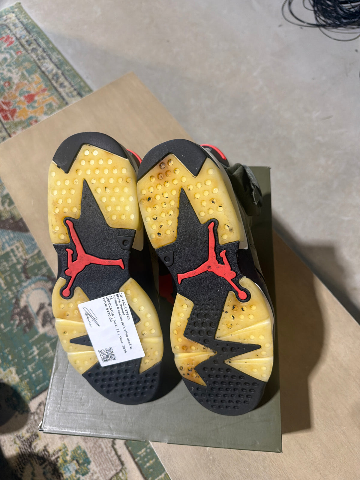 Jordan 6 cactus jack olive used sz 11