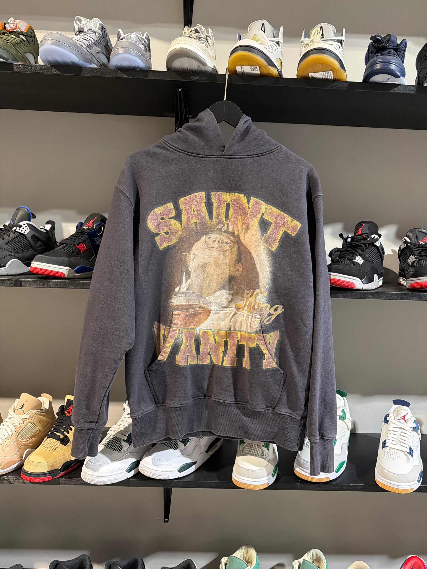Saint Vanity Grey Burgundy Hoodie Sz M