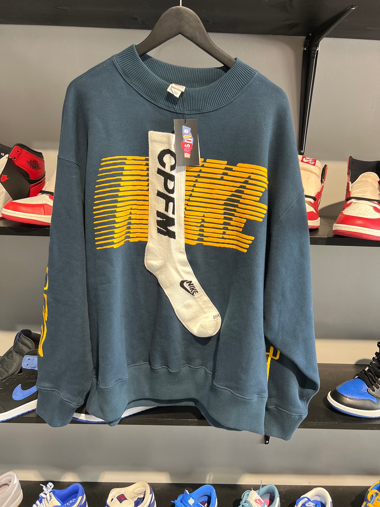 cpfm nike sock crewneck navy
