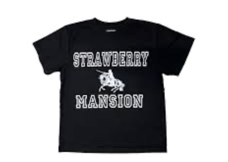 unwanted co strawberry mansion black white tee
