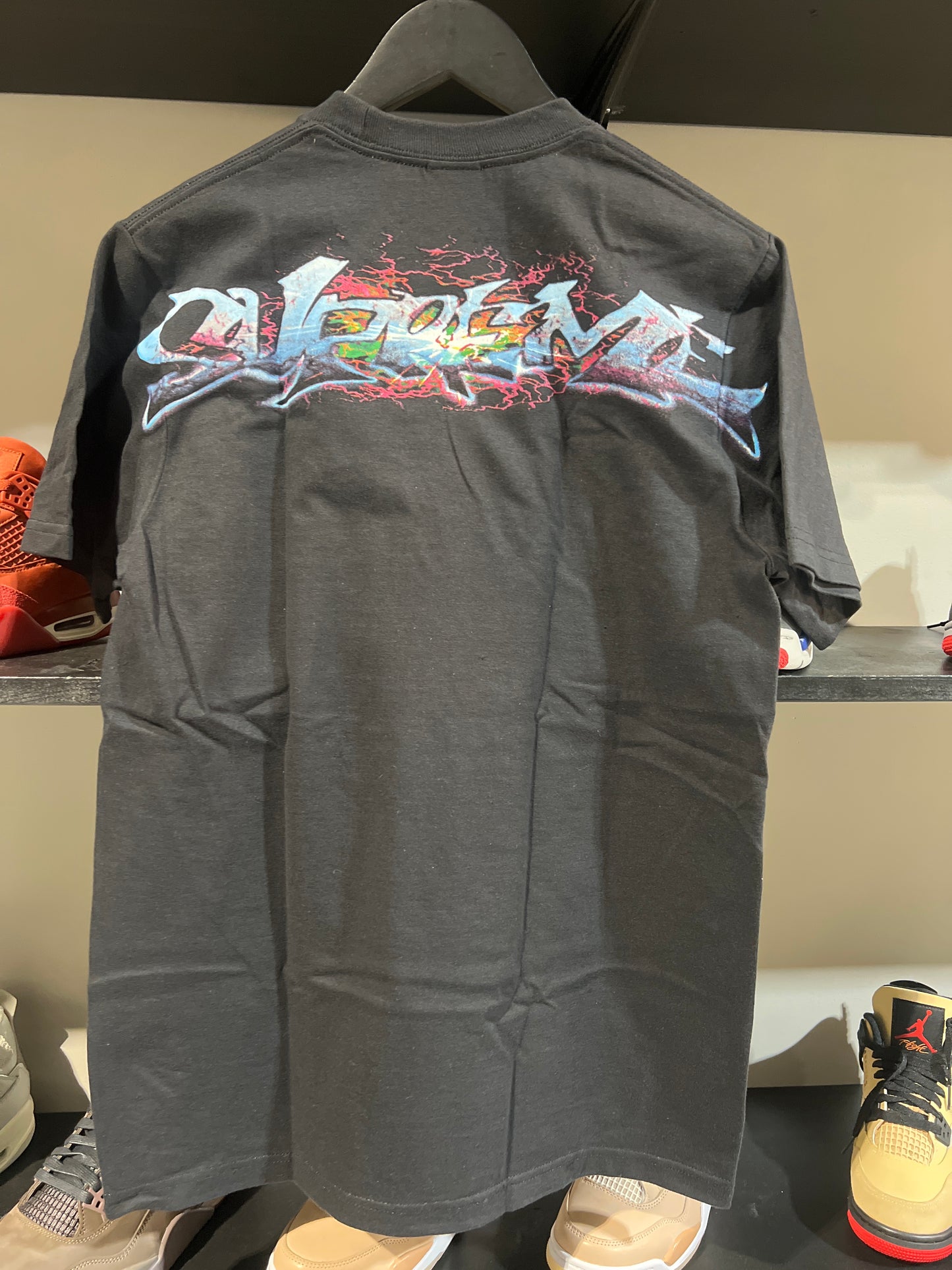 supreme black/blue tag tee