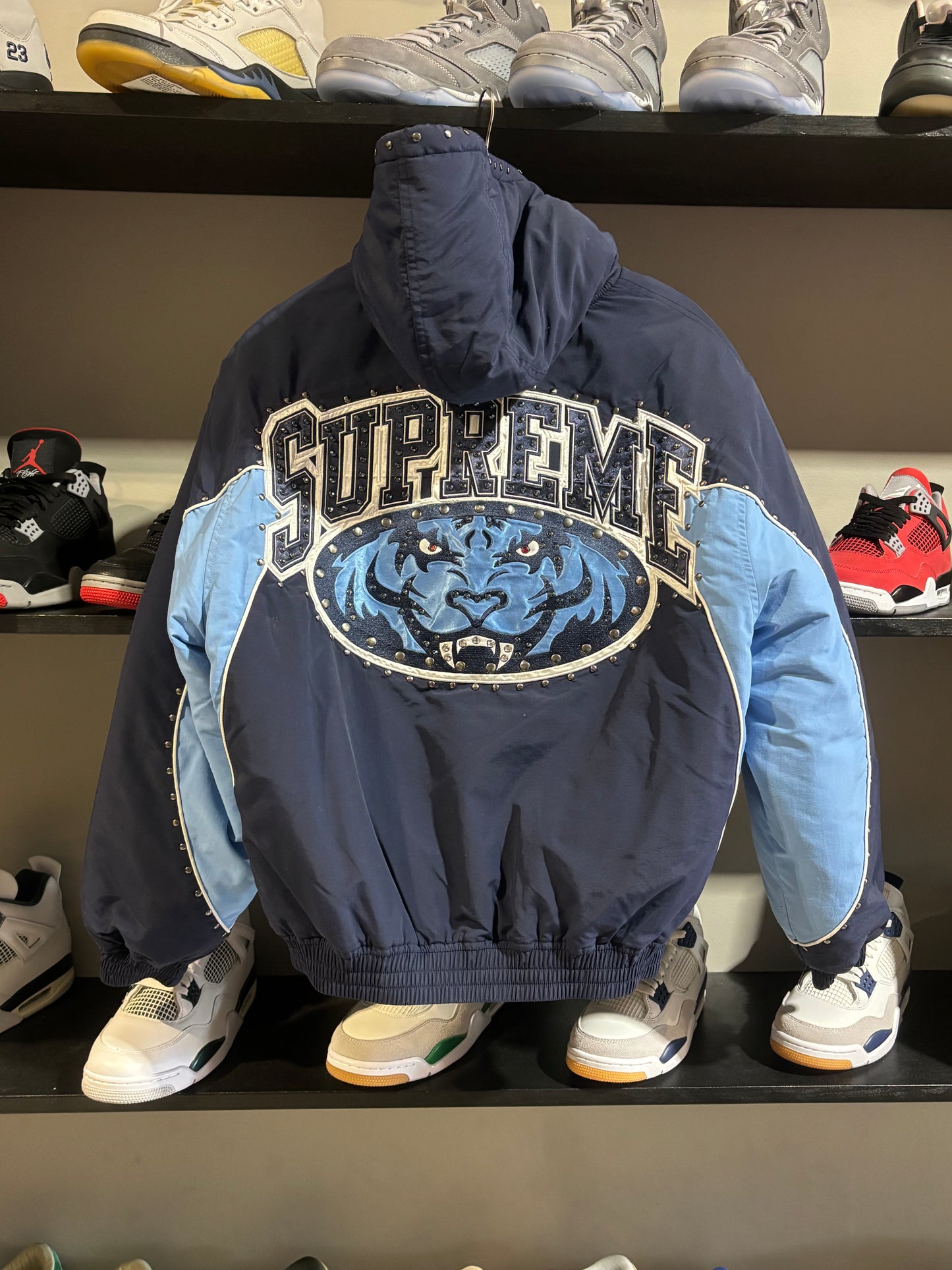 Supreme Studded Stadium Jacket Navy Sz S