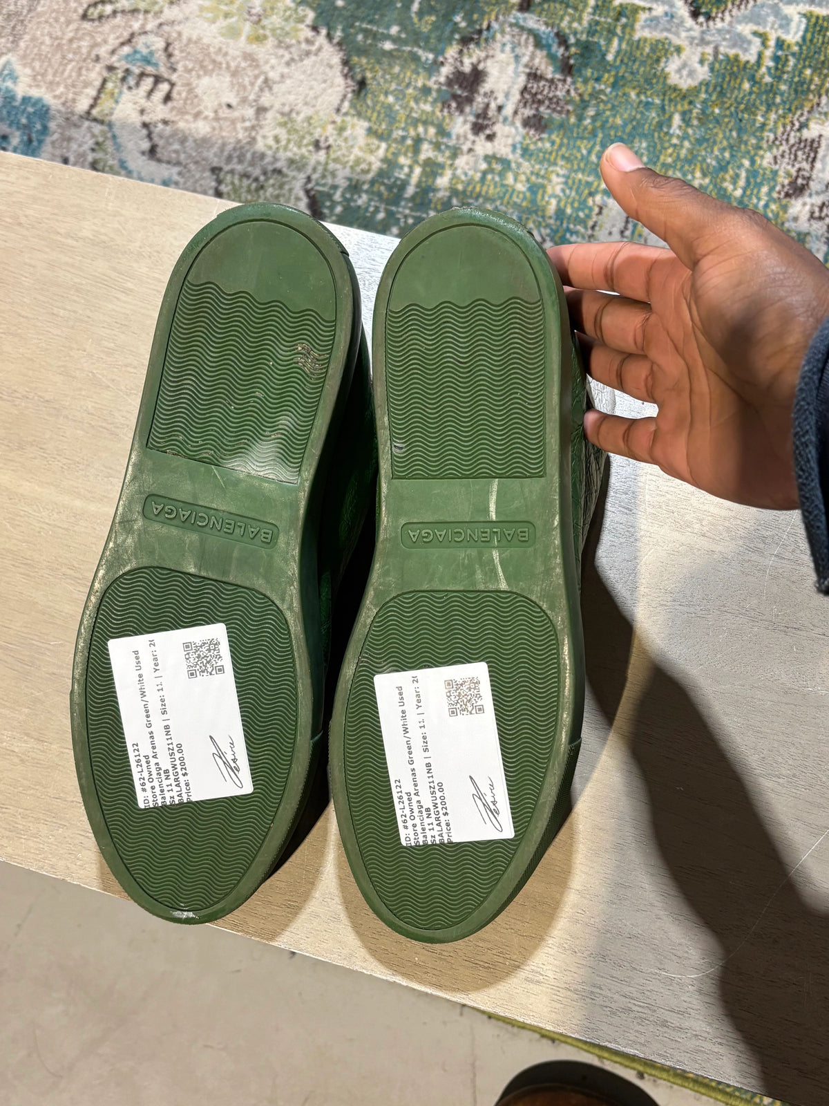 Balenciaga Arenas Green/White Used Sz 11 Nb - Pre-Owned