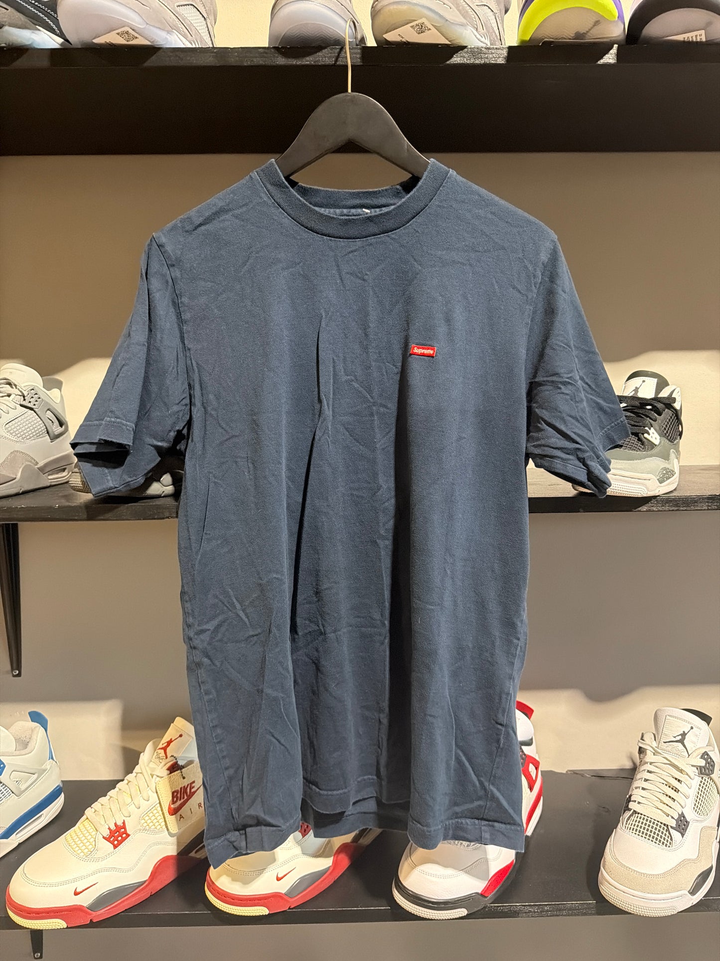 Supreme Navy Small Logo Tee Sz M