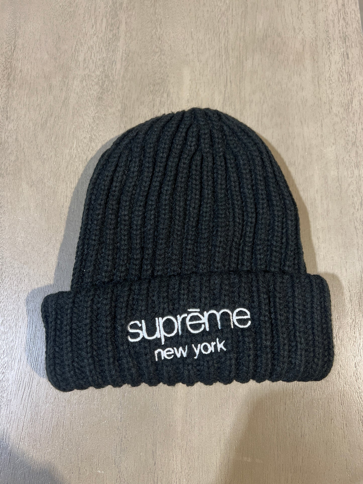 supreme chunky rib beanie black