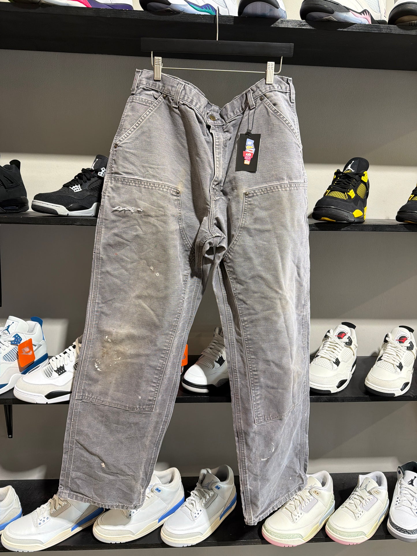 Vintage Carhartt Light Grey Double Knees Sz 38