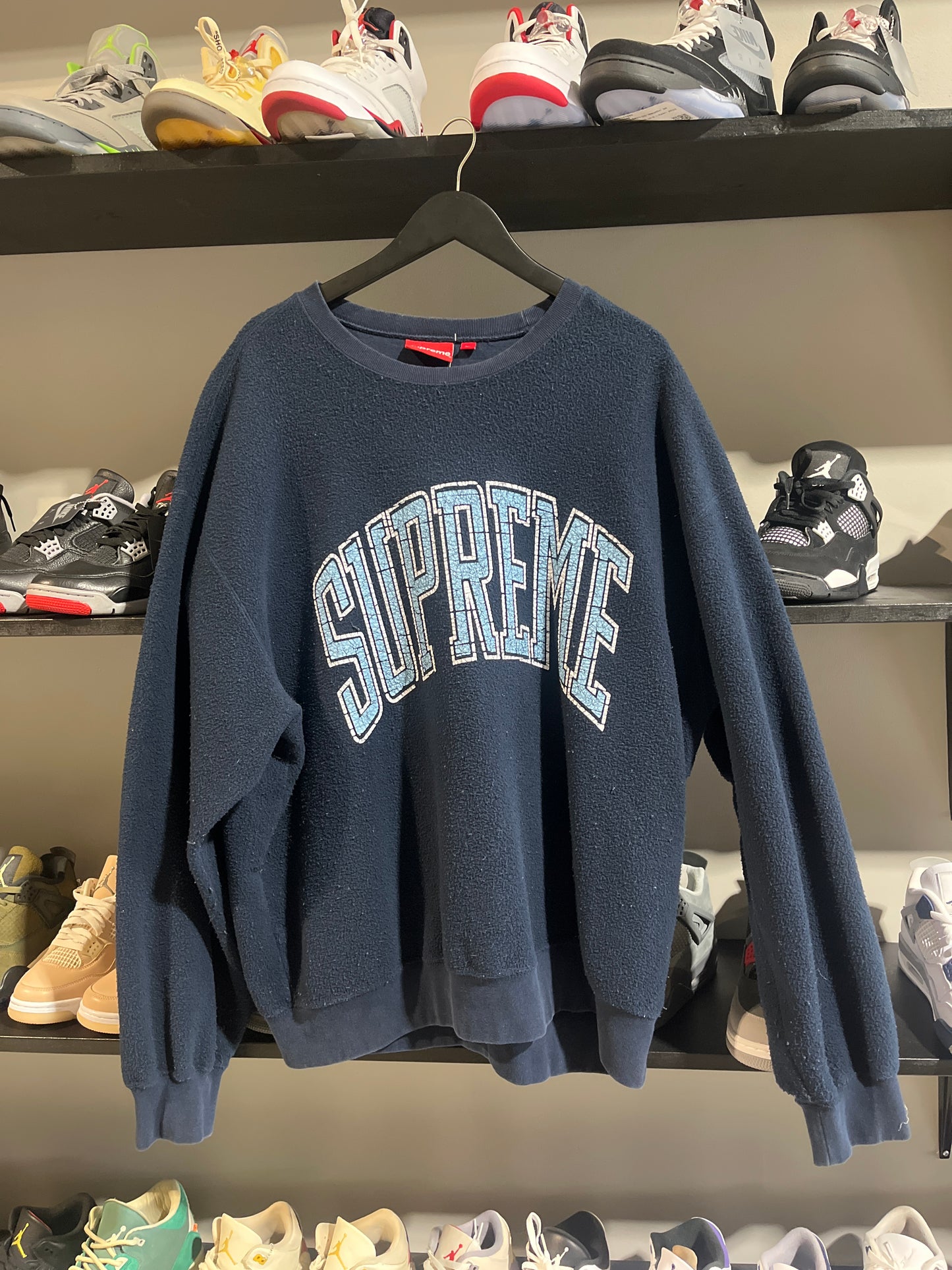 Supreme insideout navy crewneck