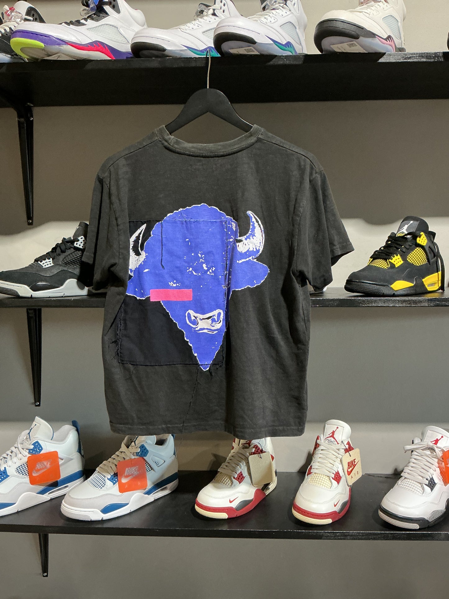 Sp5der Blue and Black Bull Tee Sz S