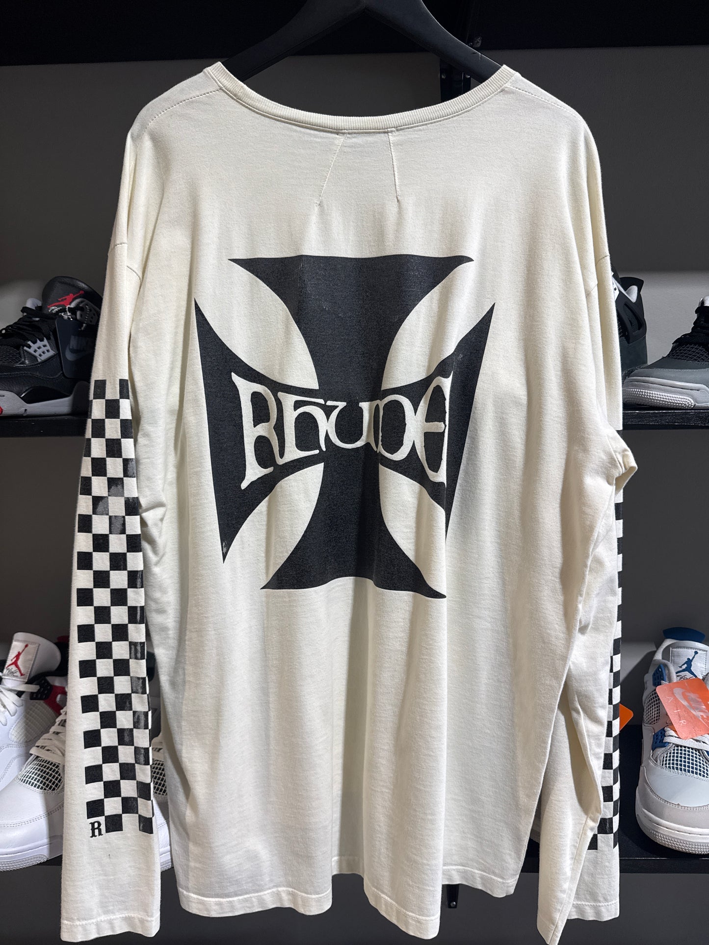 Rhude cream long sleeve checkered board