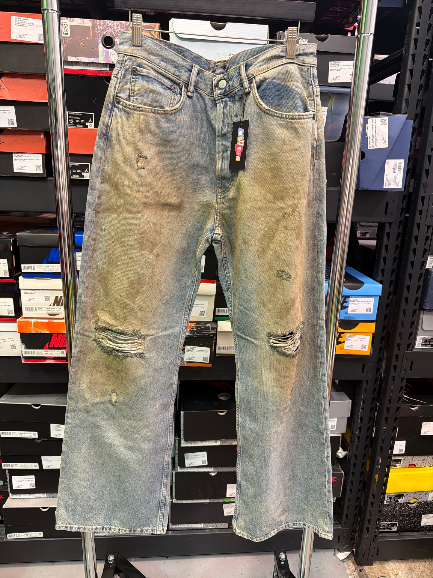 Acne Studios Mudwash Distressed Light Wash Jeans