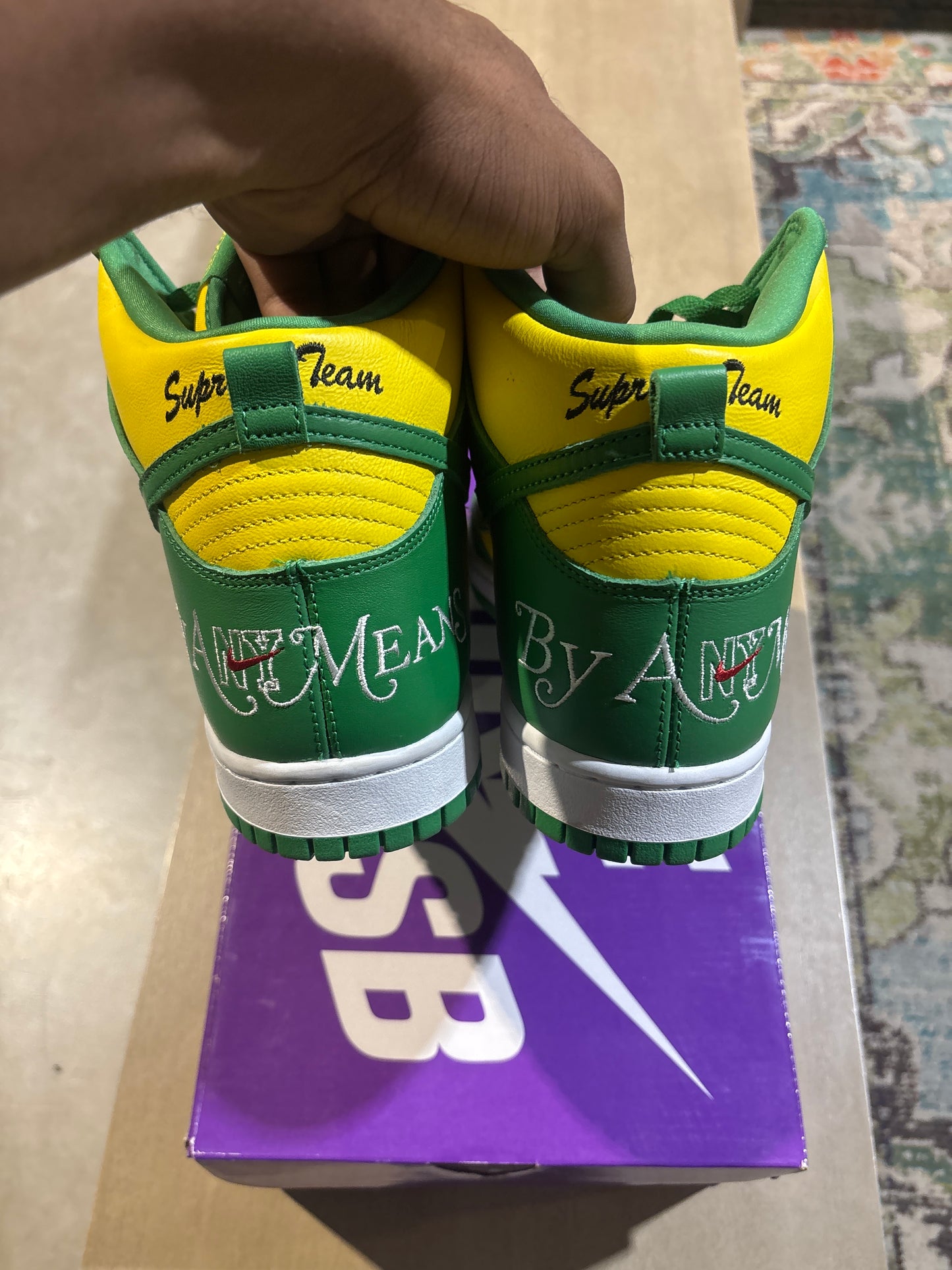 Nike x Supreme High Green/Yellow Used Sz 10