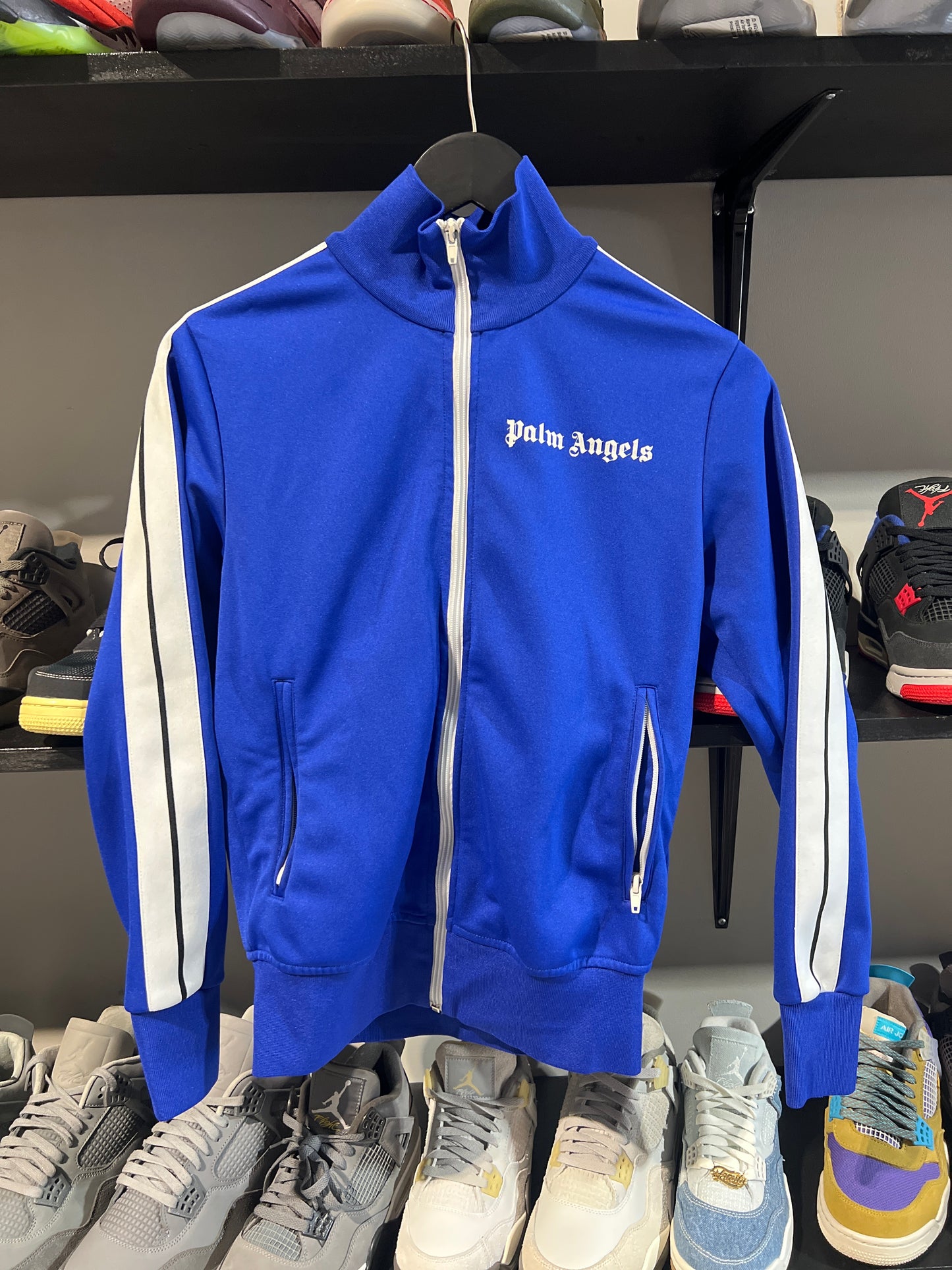 blue and white palm angels track jacket sz XS