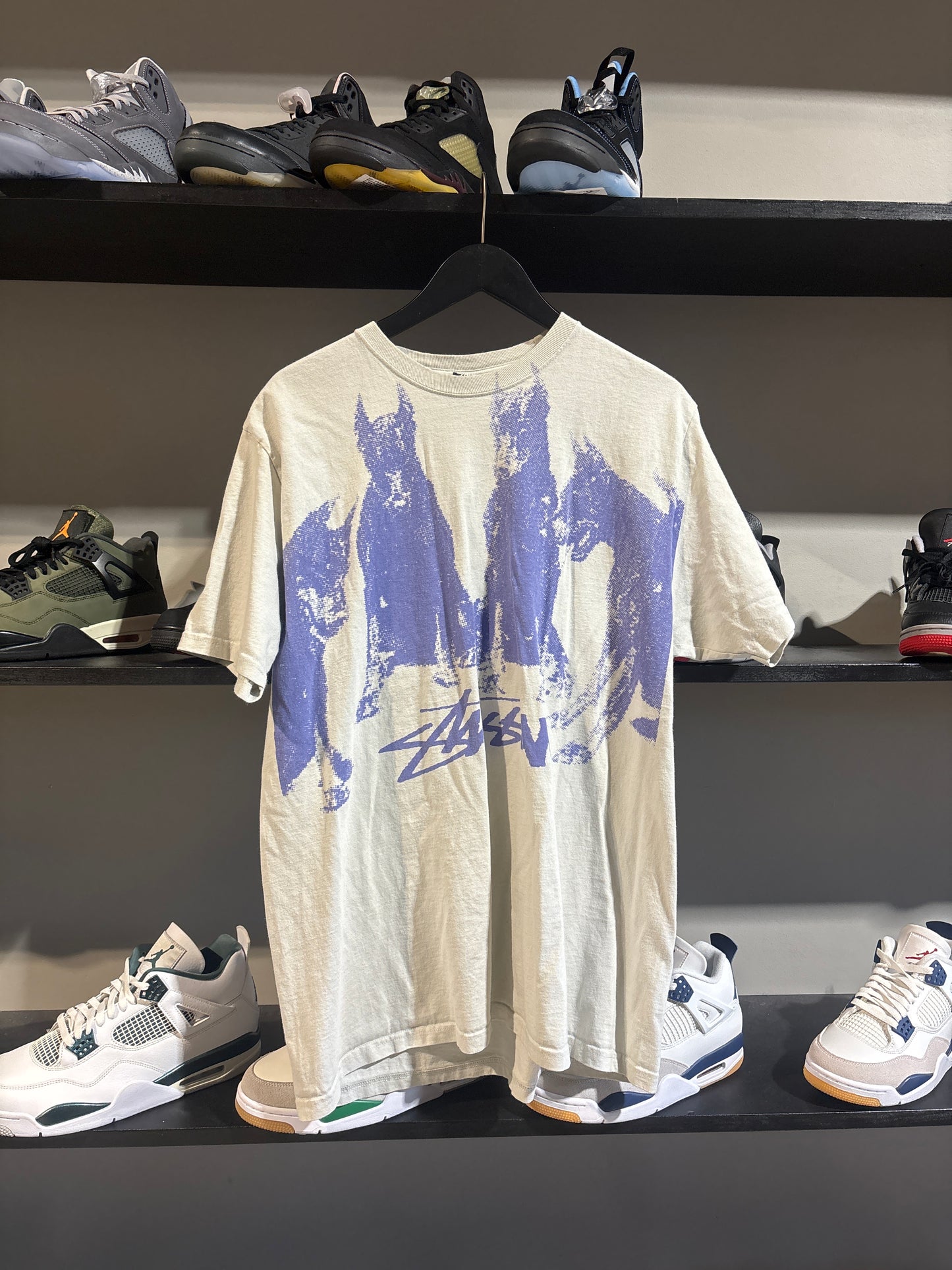 Stussy White/Blue Dog Tee Sz L