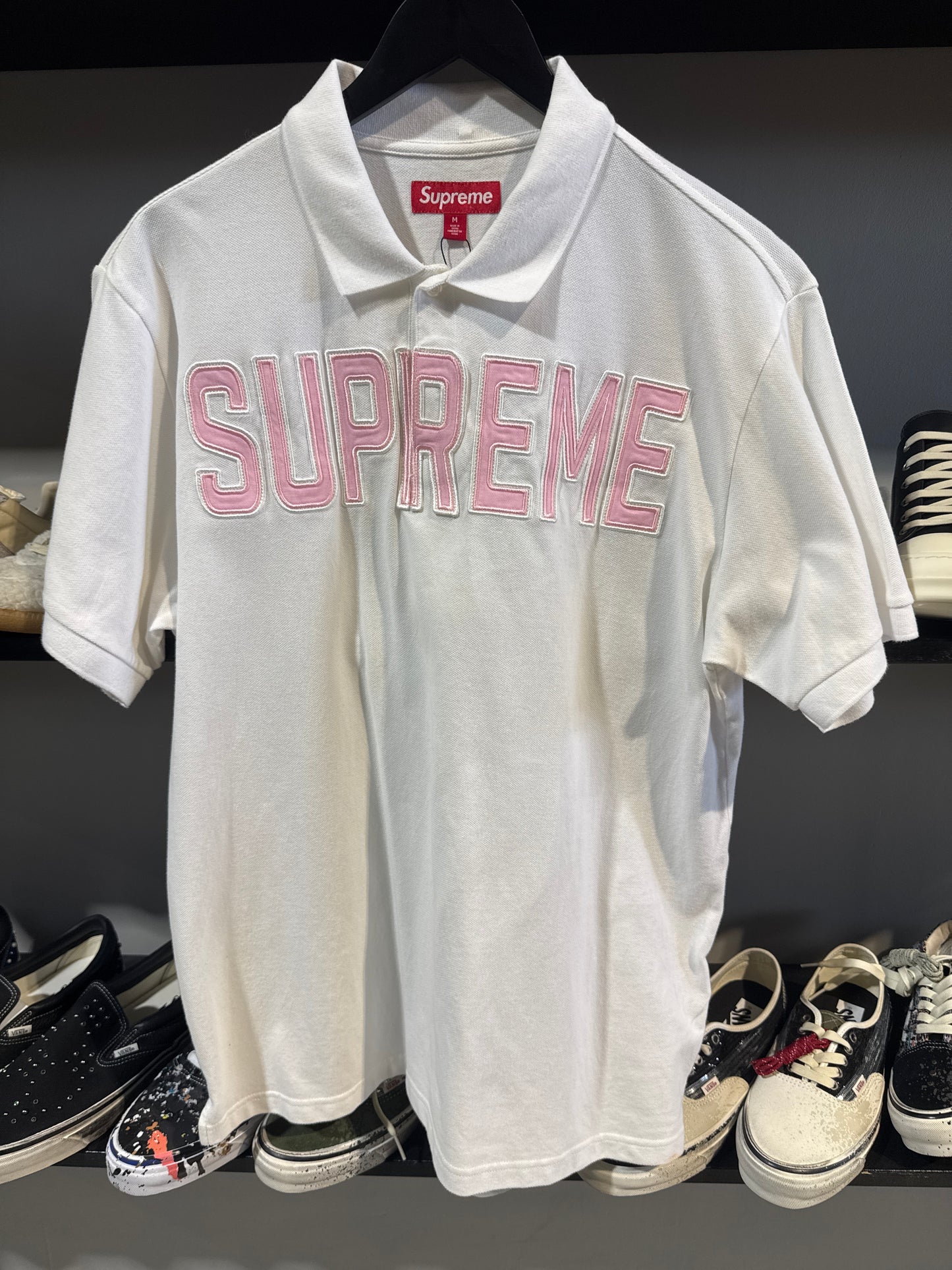 Supreme White/Pink Polo Button Up