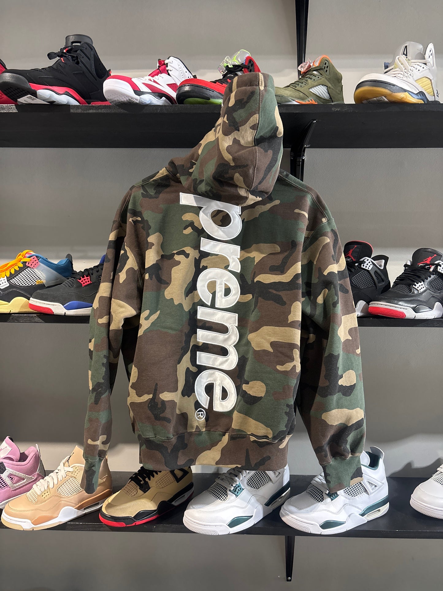 Supreme Satin Applique Woodland Camo Hoodie