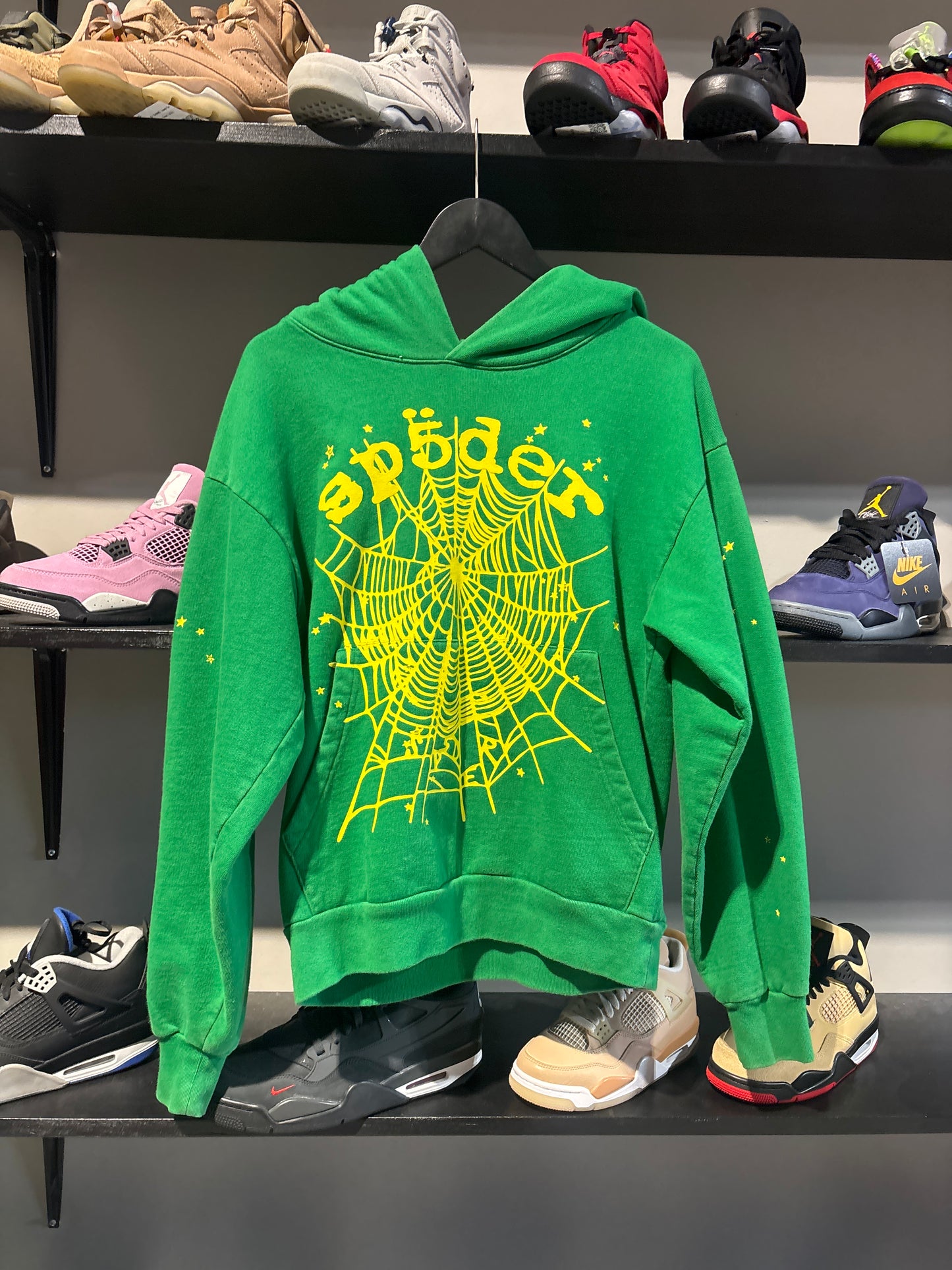 Sp5der Green/Yellow Hoodie Sz S