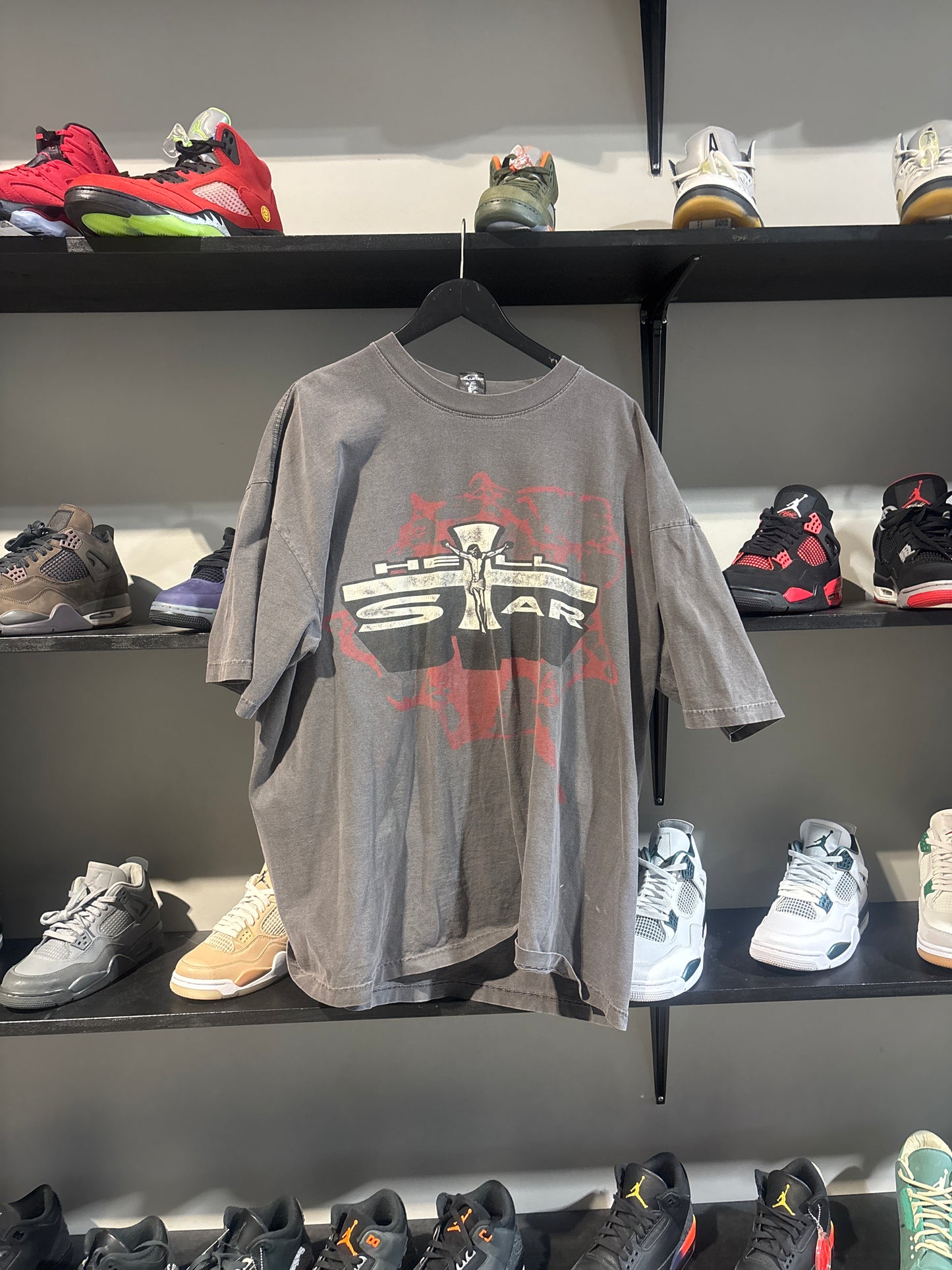 Hellstar Grey OG Jesus Cross Tee