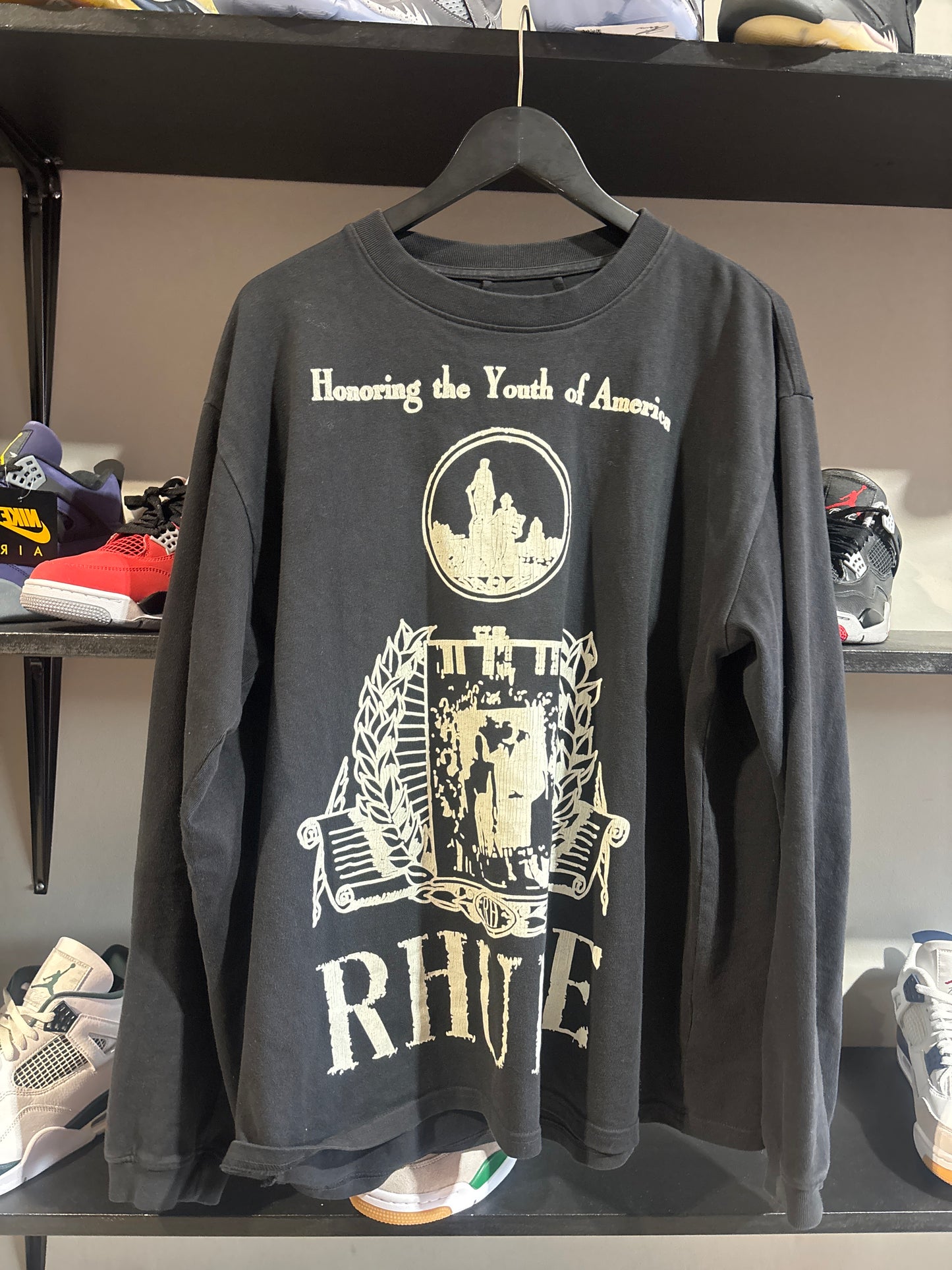 Rhude Black and White Youth Tee Sz M