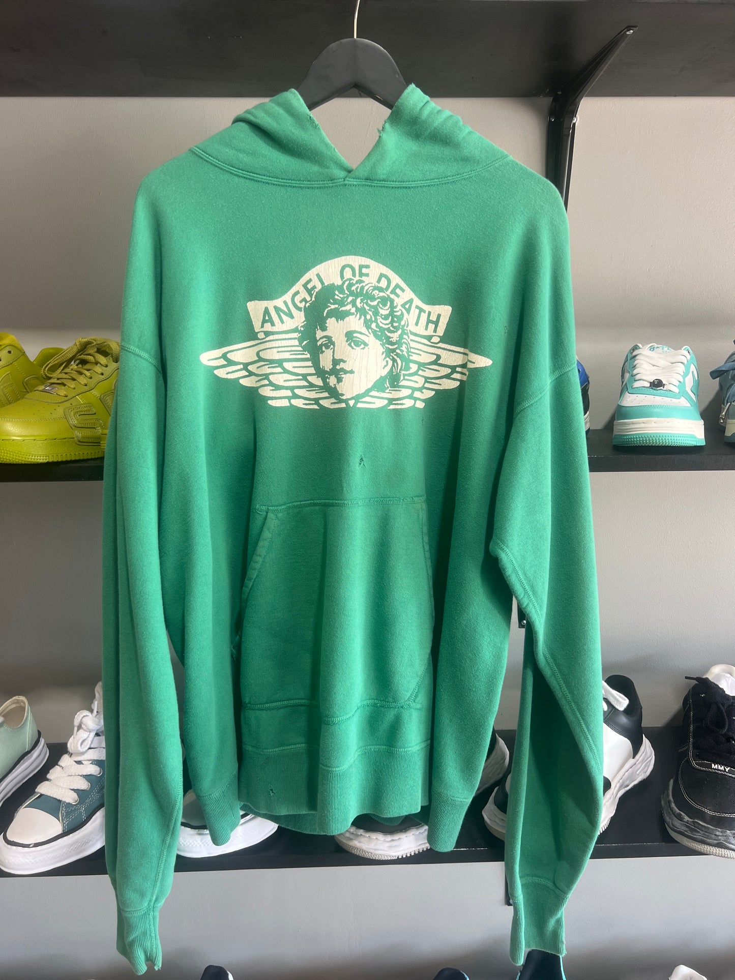 saint Micheal green angel hoodie