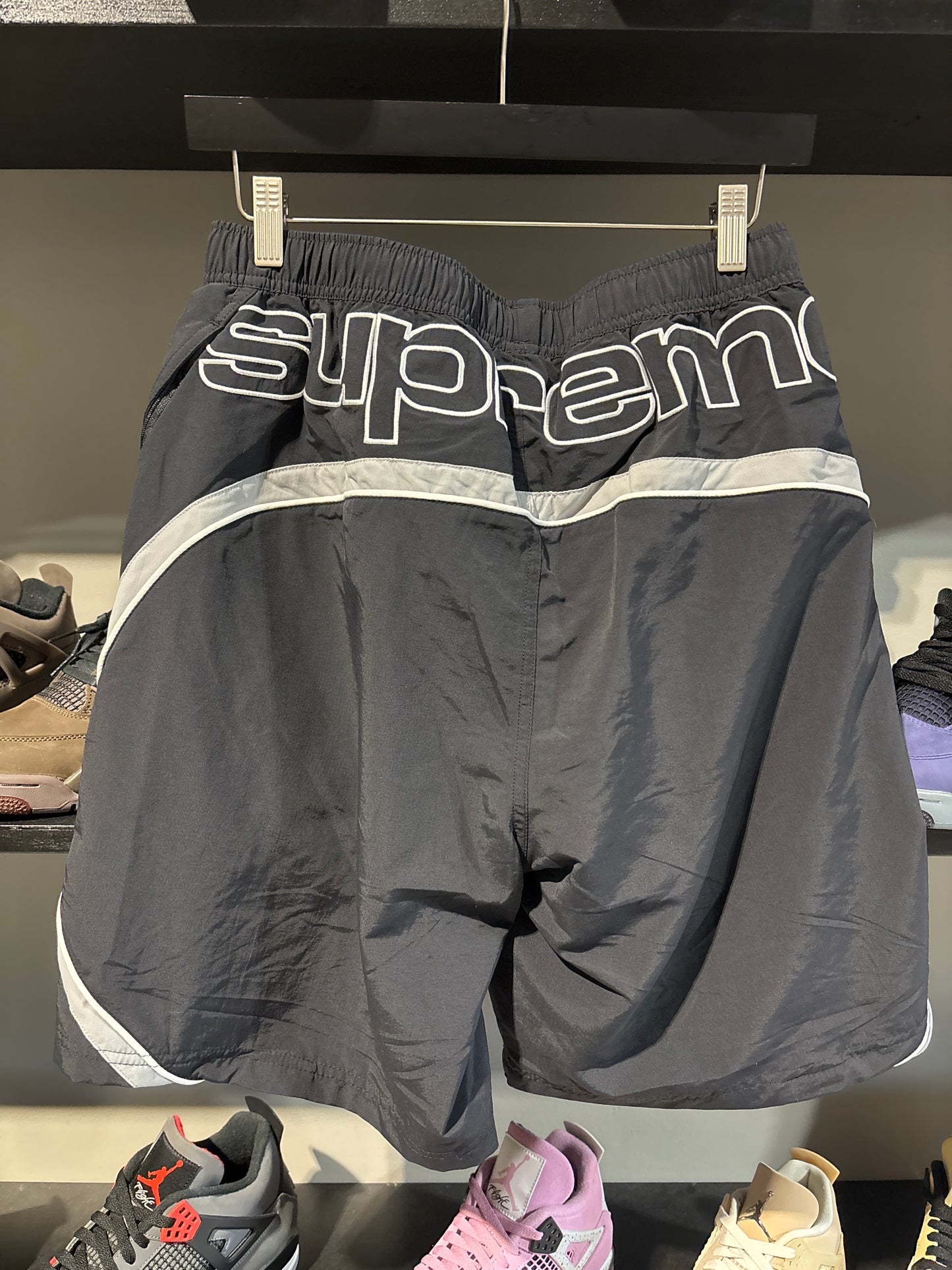 Supreme Black Paneled Nylon Shorts