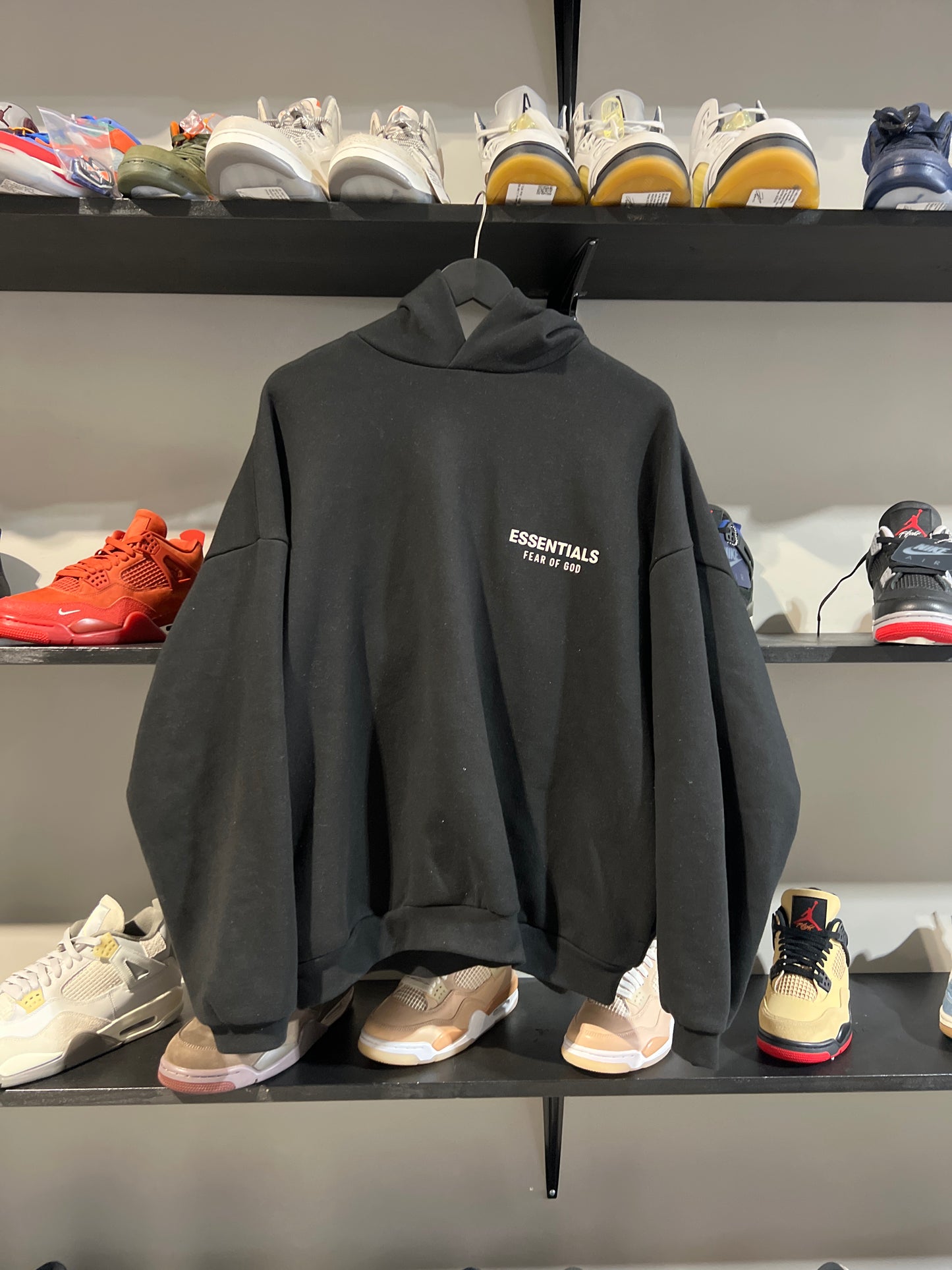 Essentials Black and White Spell Out hoodie Sz S