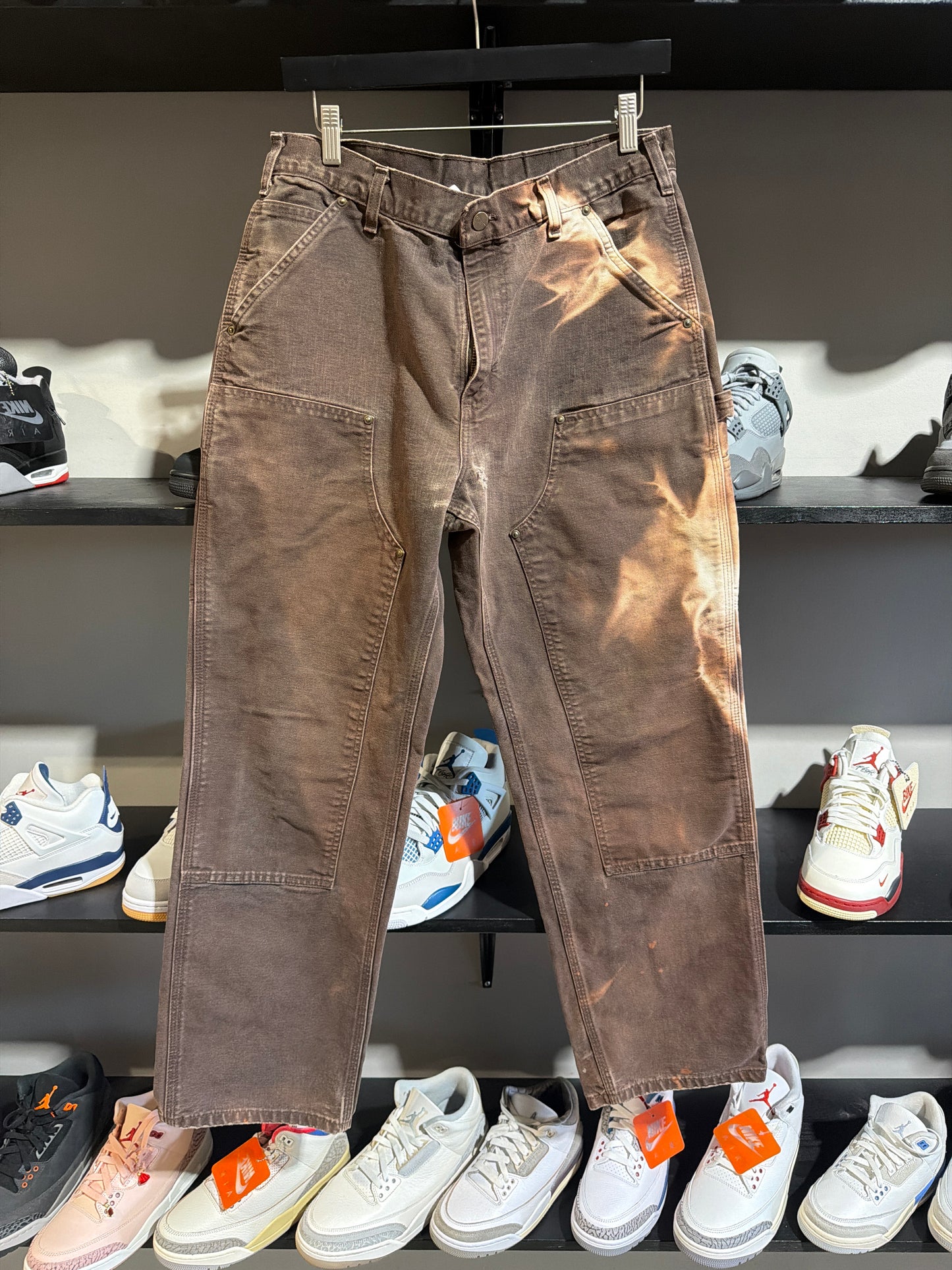 Vintage Brown Carhartt double knees bleach sz 33