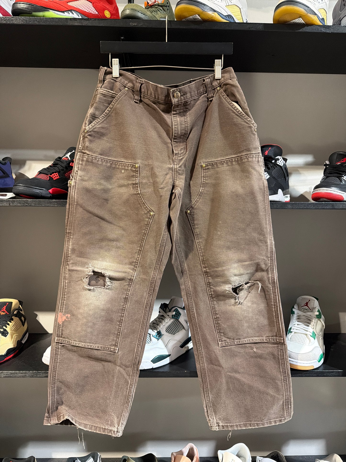 Vintage Brown Distressed Carhartt Double Knee Sz 34