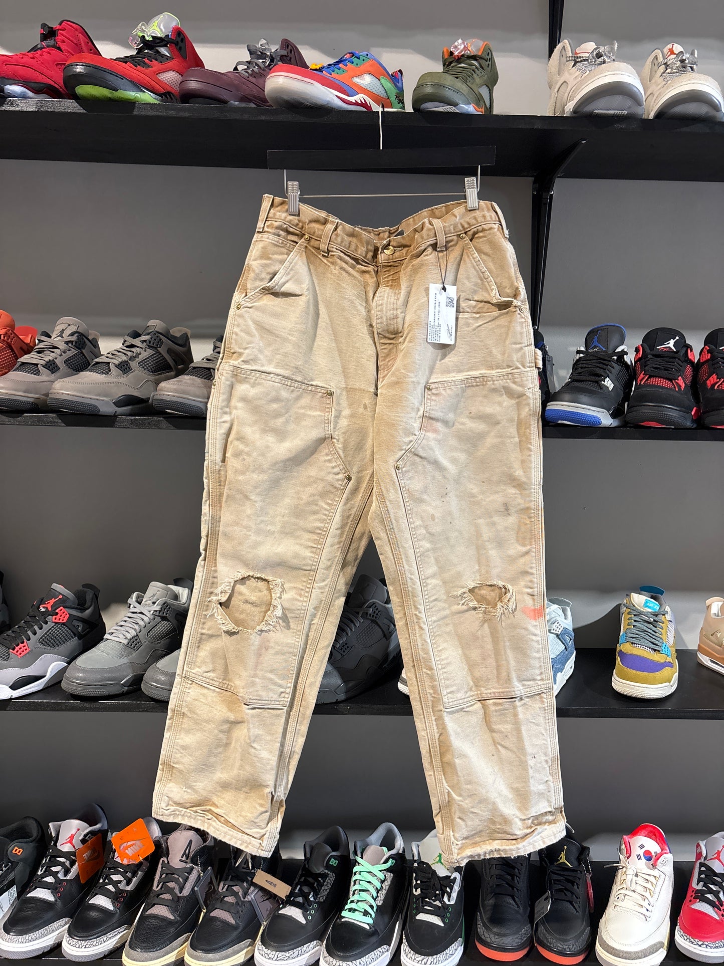 VINTAGE TAN CARHARTT DOUBLE KNEES DISTRESSED 2