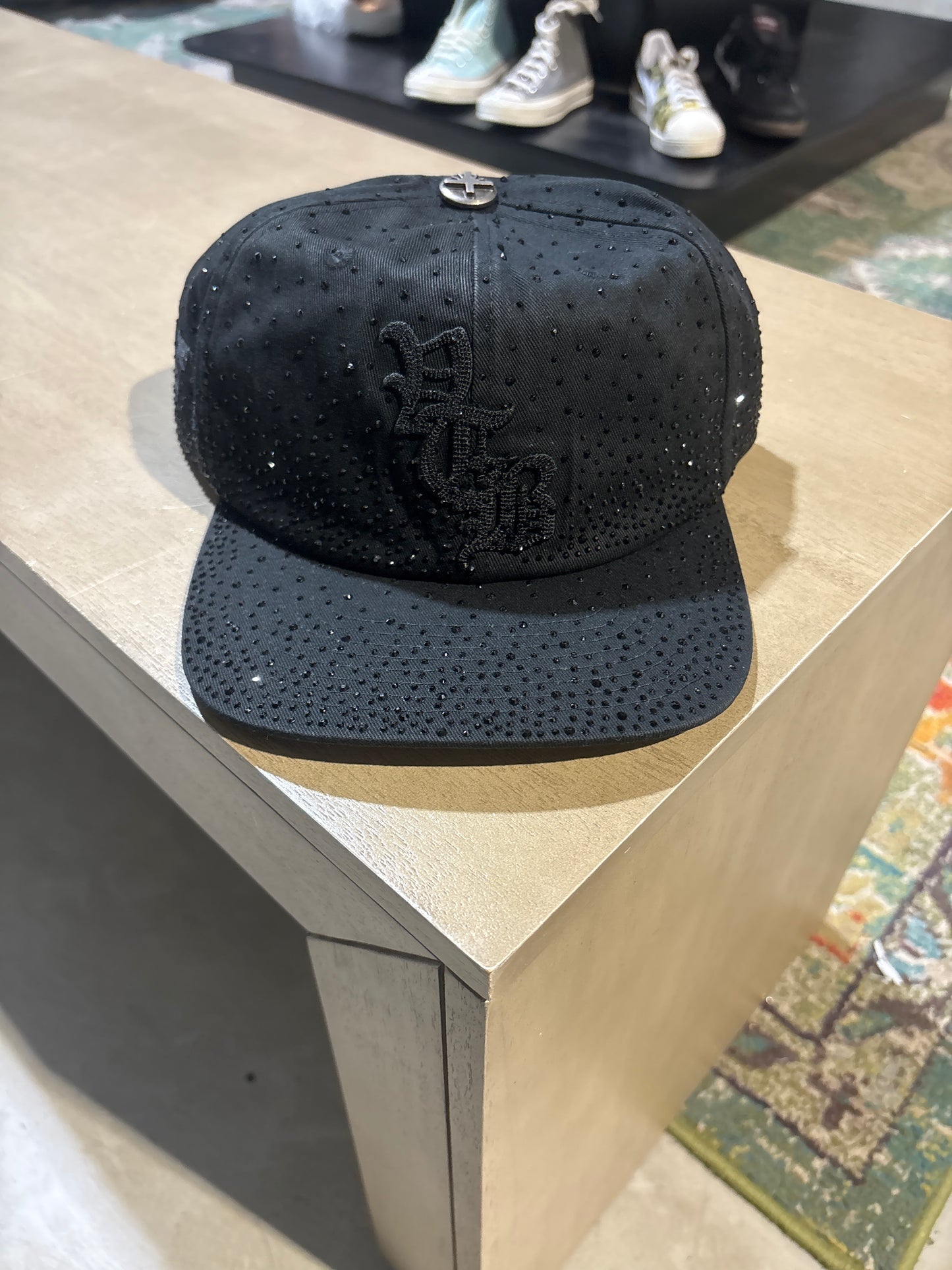 Vertabrae Black Rhinestone Snapback