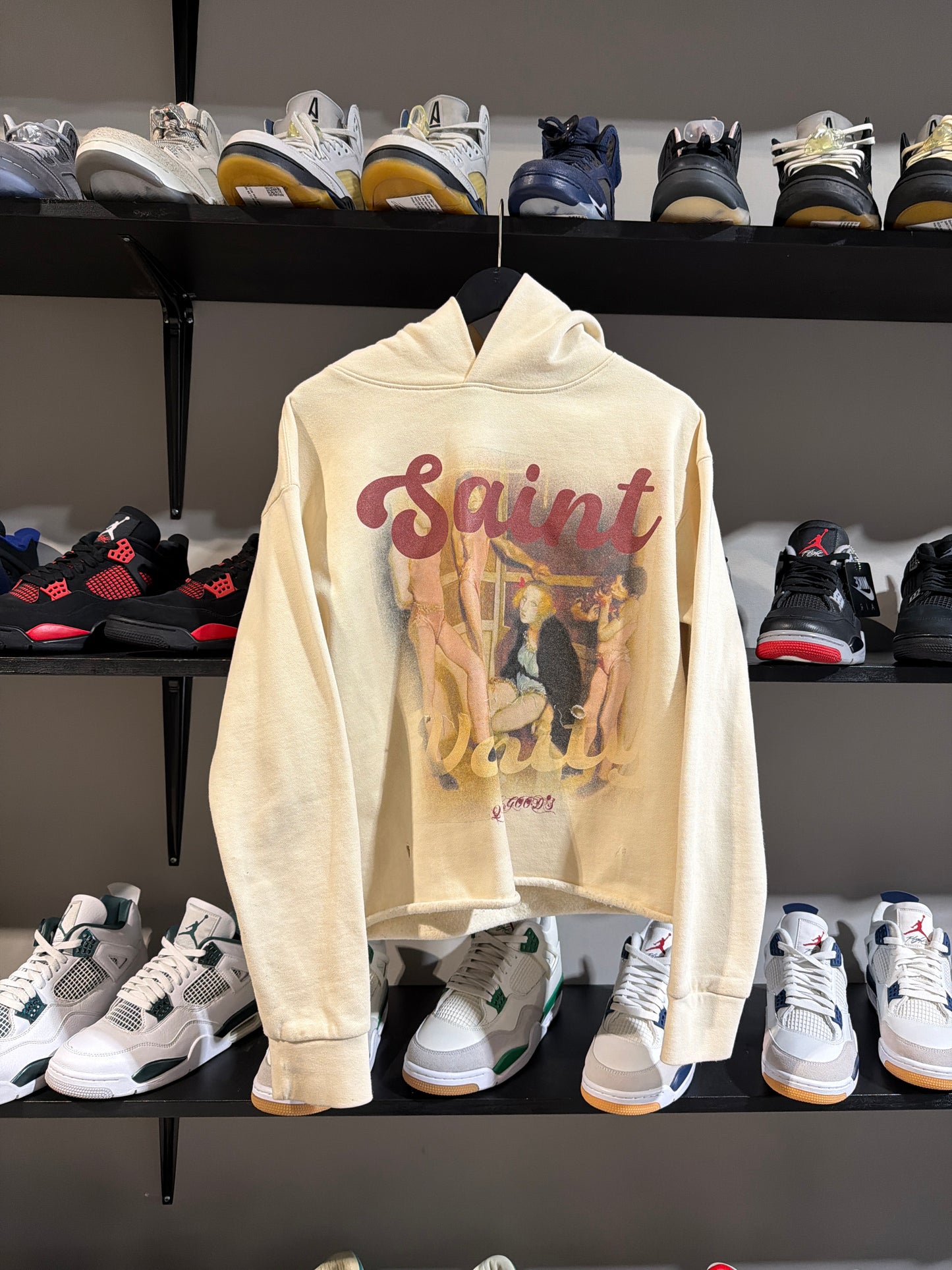 Saint Vanity Cream and Burgundy Hoodie Sz M