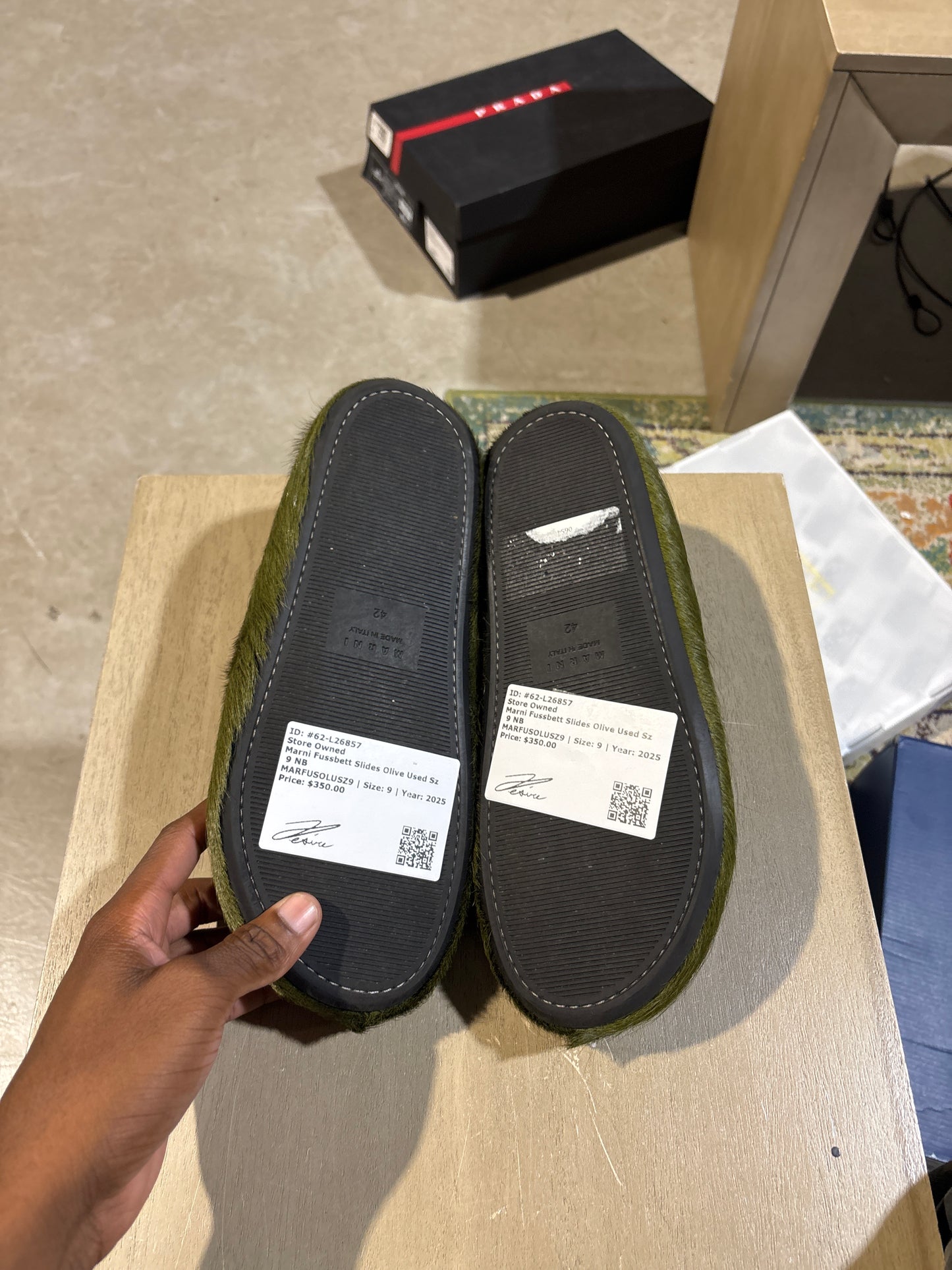 Marni Fussbett Slides Olive Used Sz 9 NB