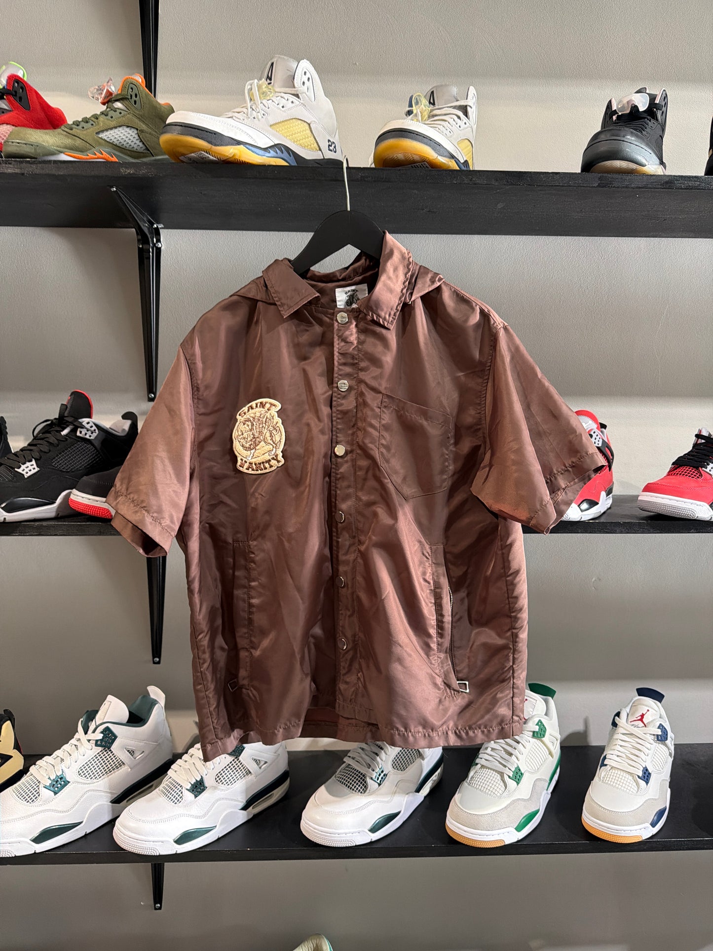 BROWN SAINT VANITY NYLON SHIRT SZ S