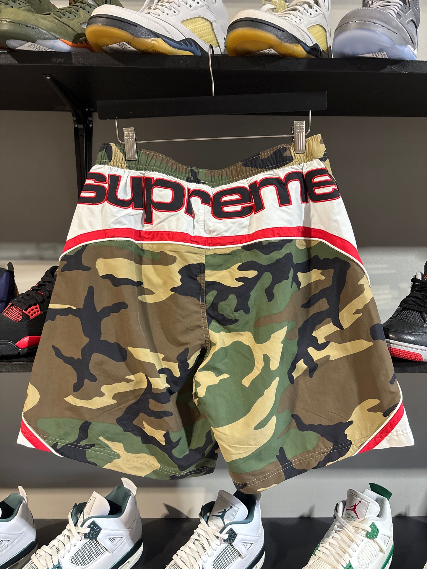Supreme Reg Camo Paneled Nylon Shorts