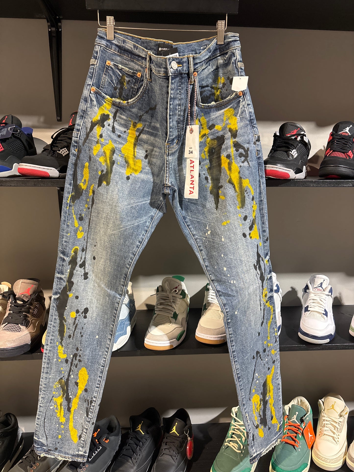 Purple Jeans x ATL Yellow Black Painter Skinnys