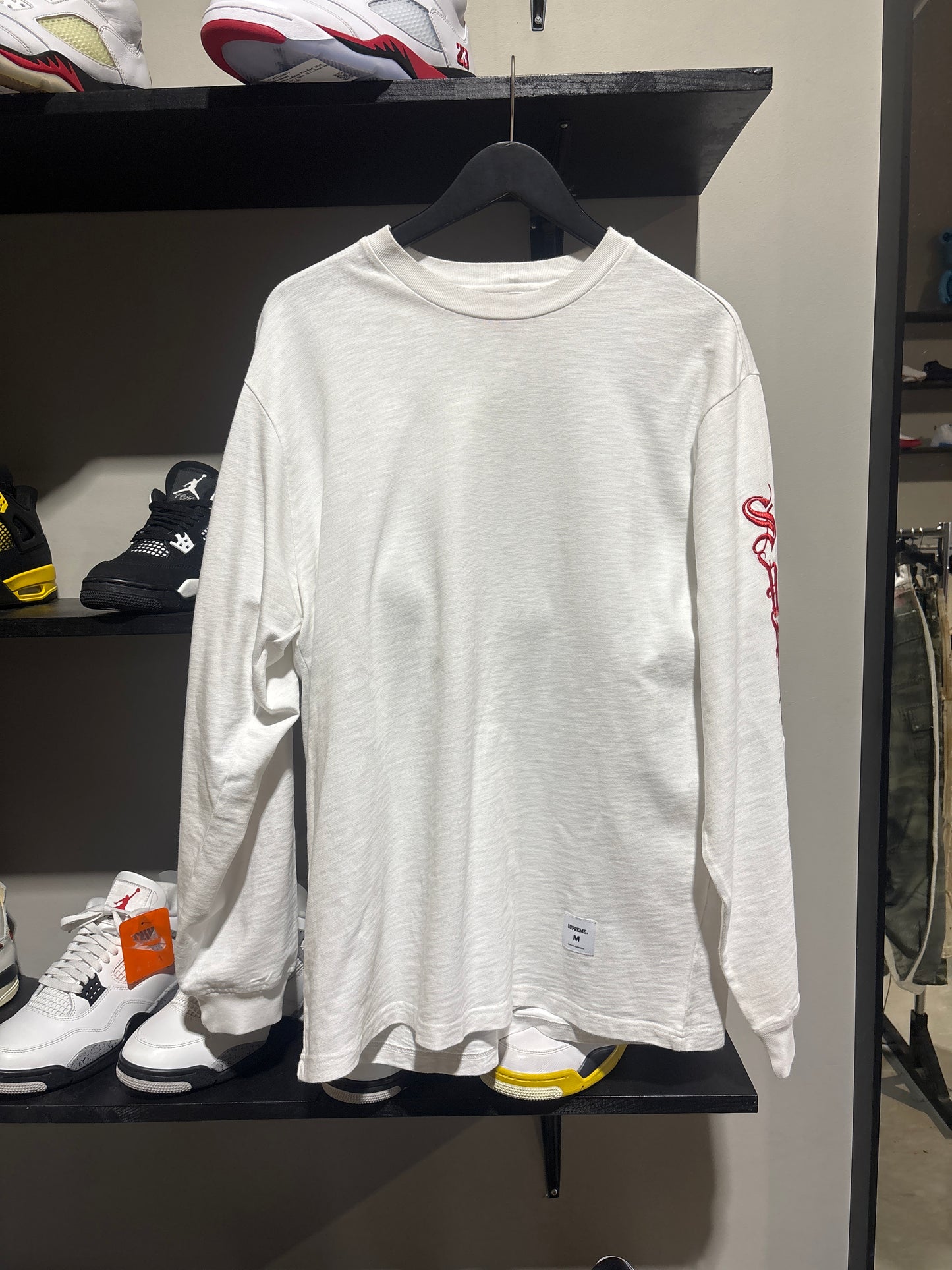 Supreme Old English Sleeve Tee White/Red Sz M