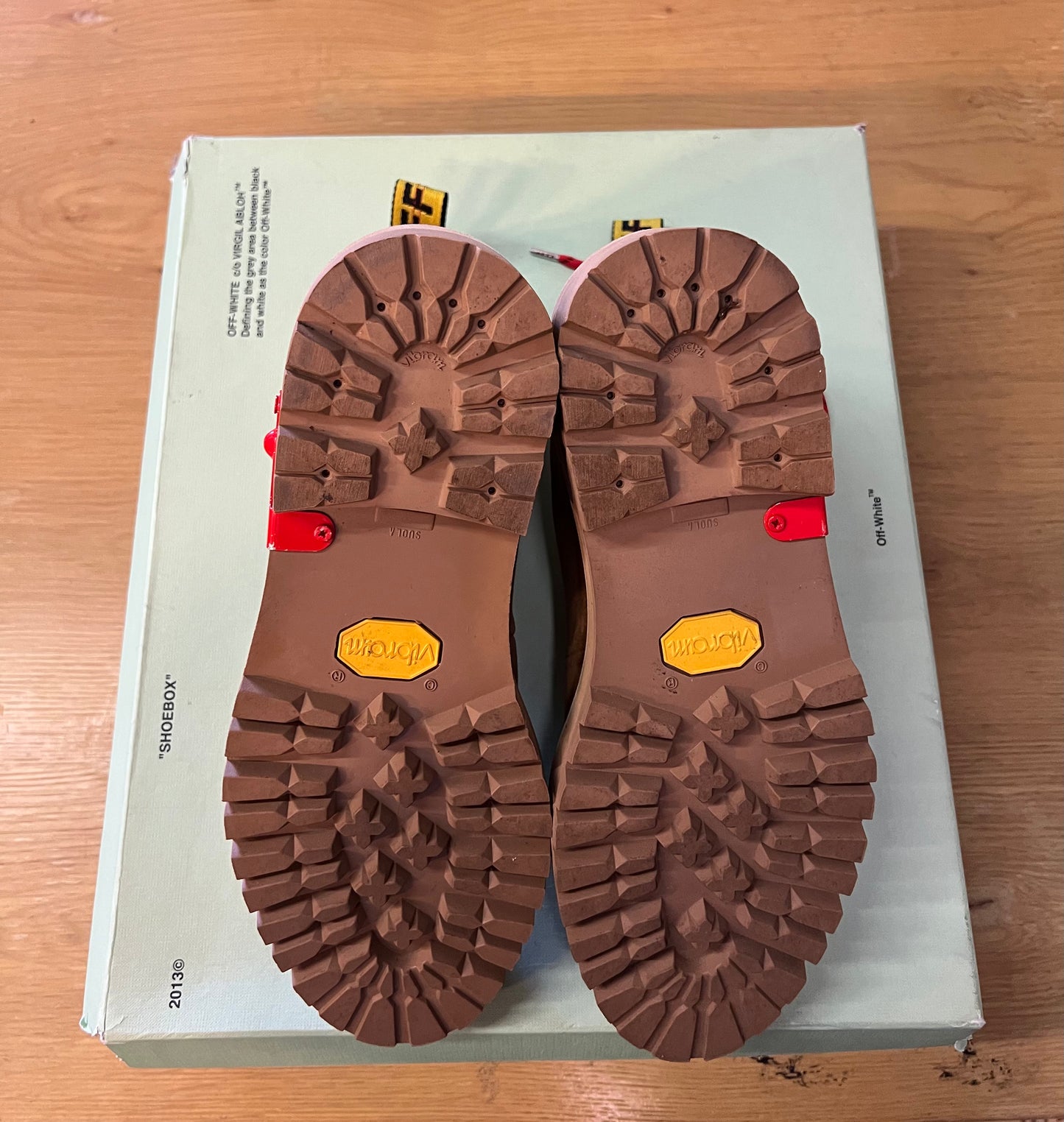 offwhite brown red hiking boots