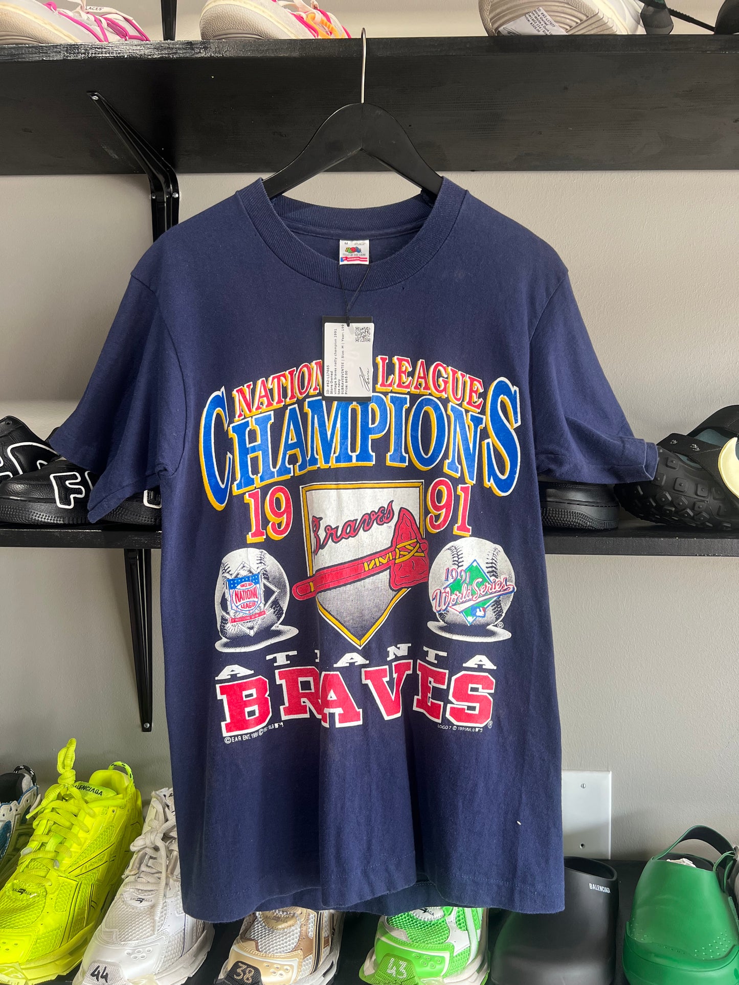 vintage braves natty champion 1991 tee navy