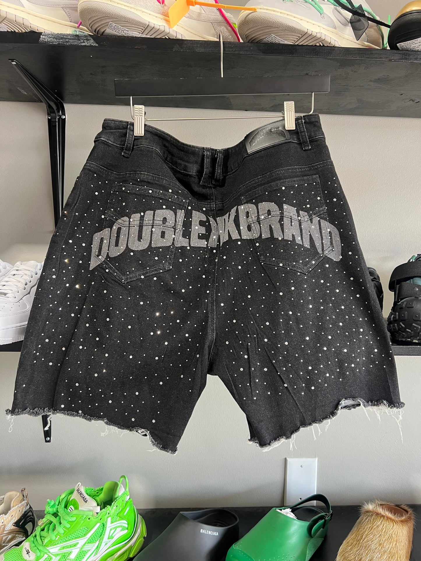 Double K Black Rhinestone Shorts