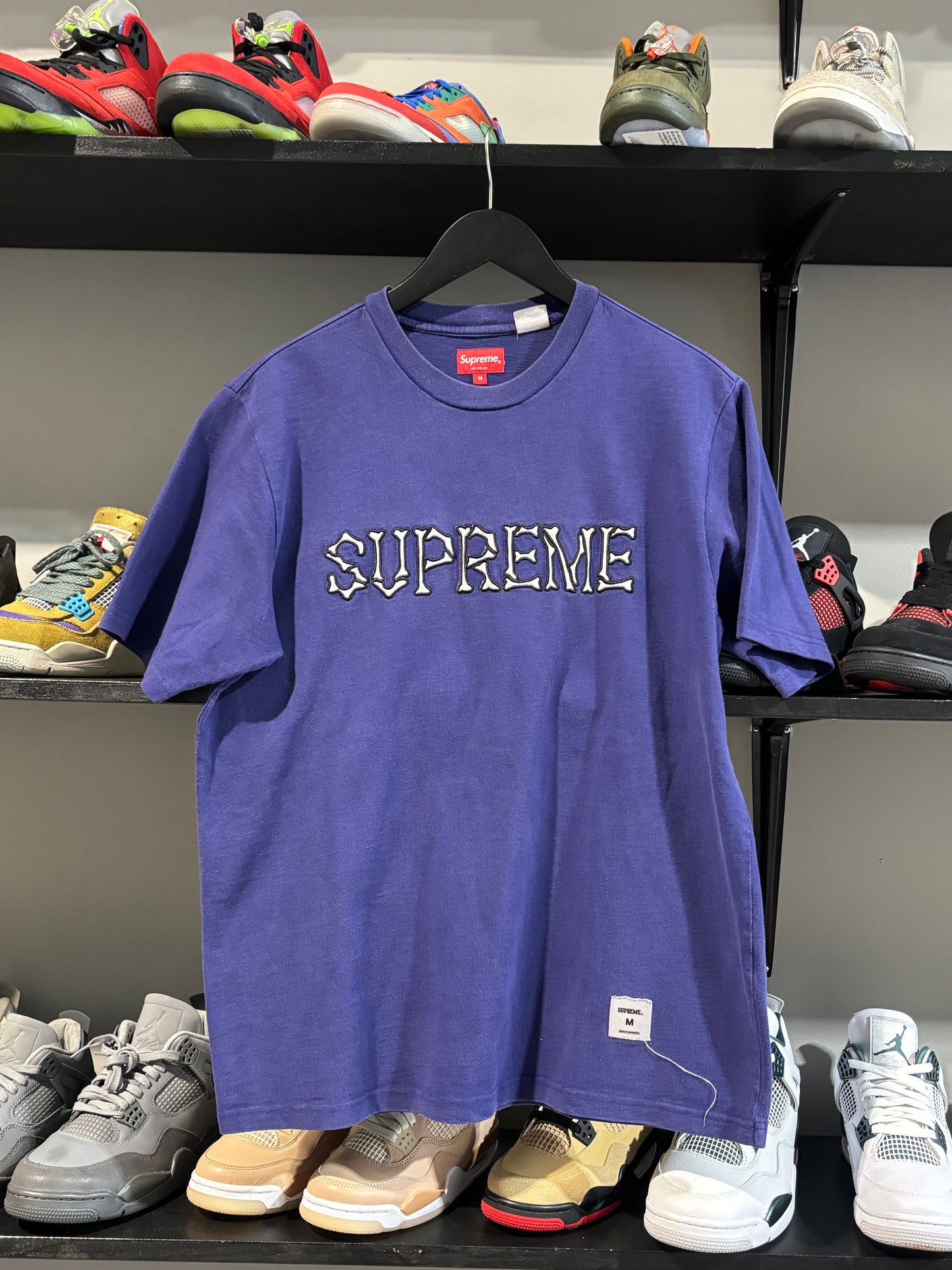 Supreme Bones Purple Logo Tee Sz M