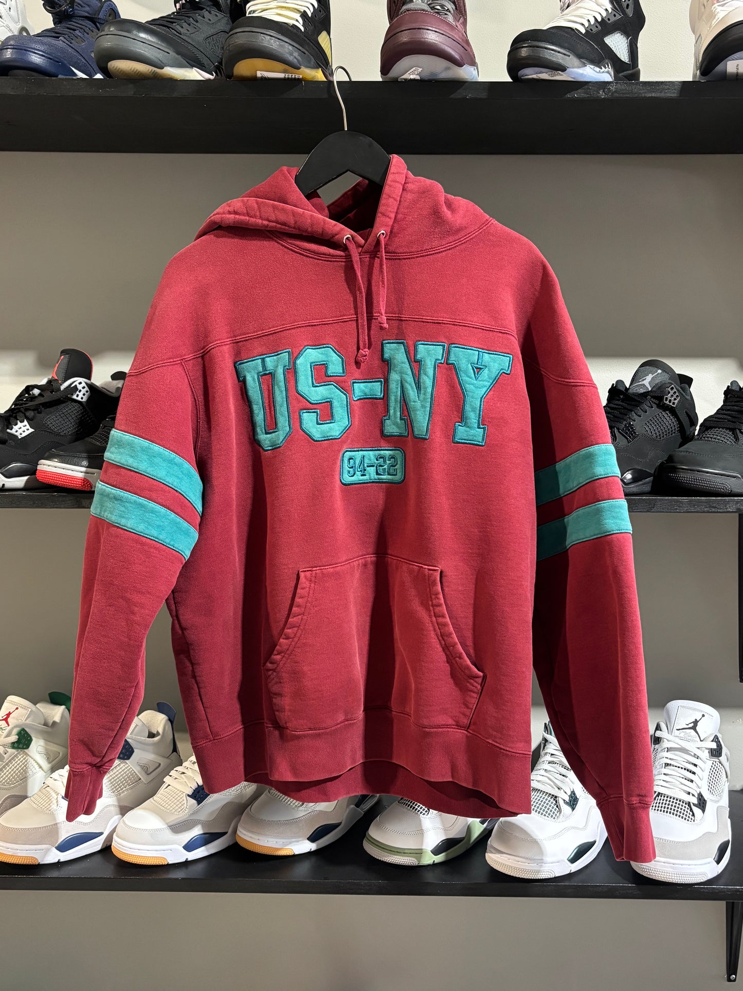 Supreme US-NY Burgundy/Green Hoodie