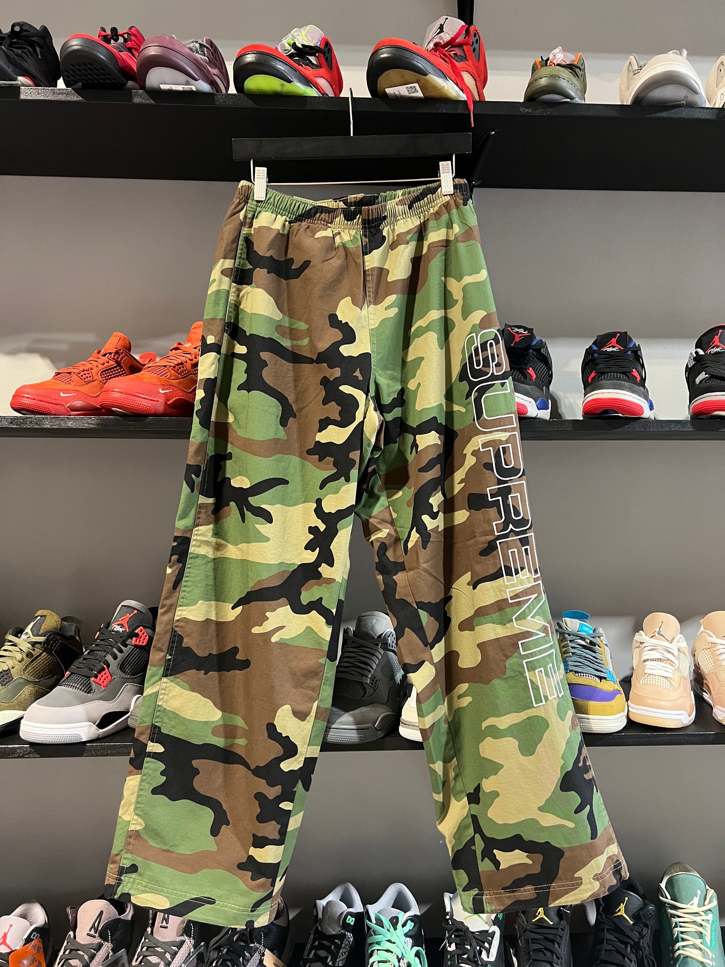 supreme embroidered ripstop track pants camo