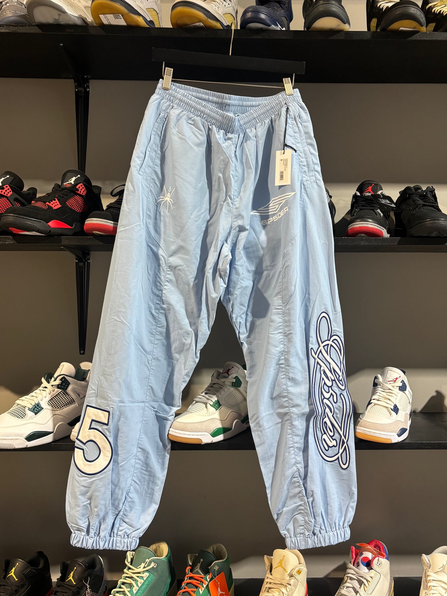 Sp5der Script Warm Up Blue Track Pants