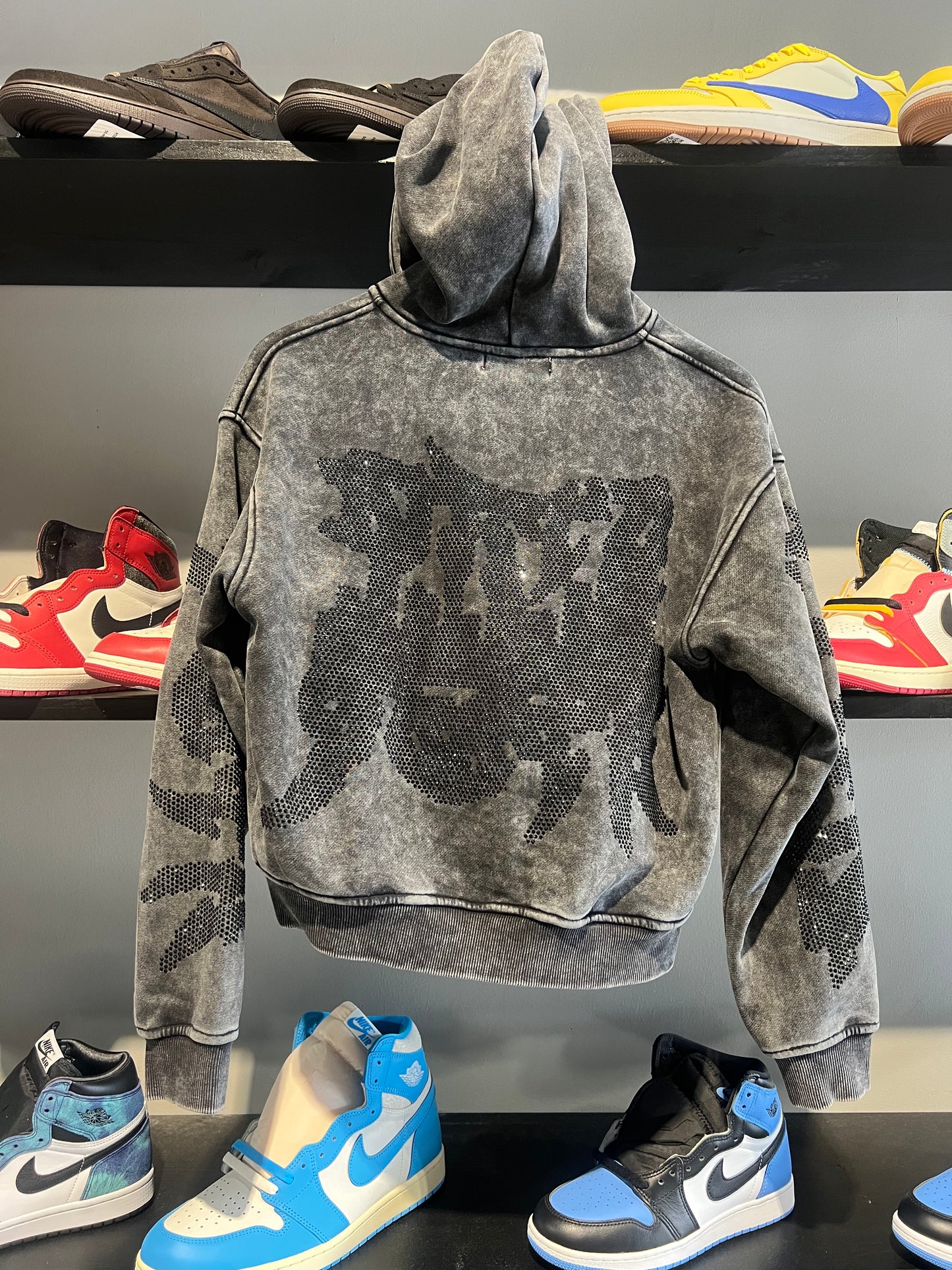Dirty south Atl black rhinestone zipup