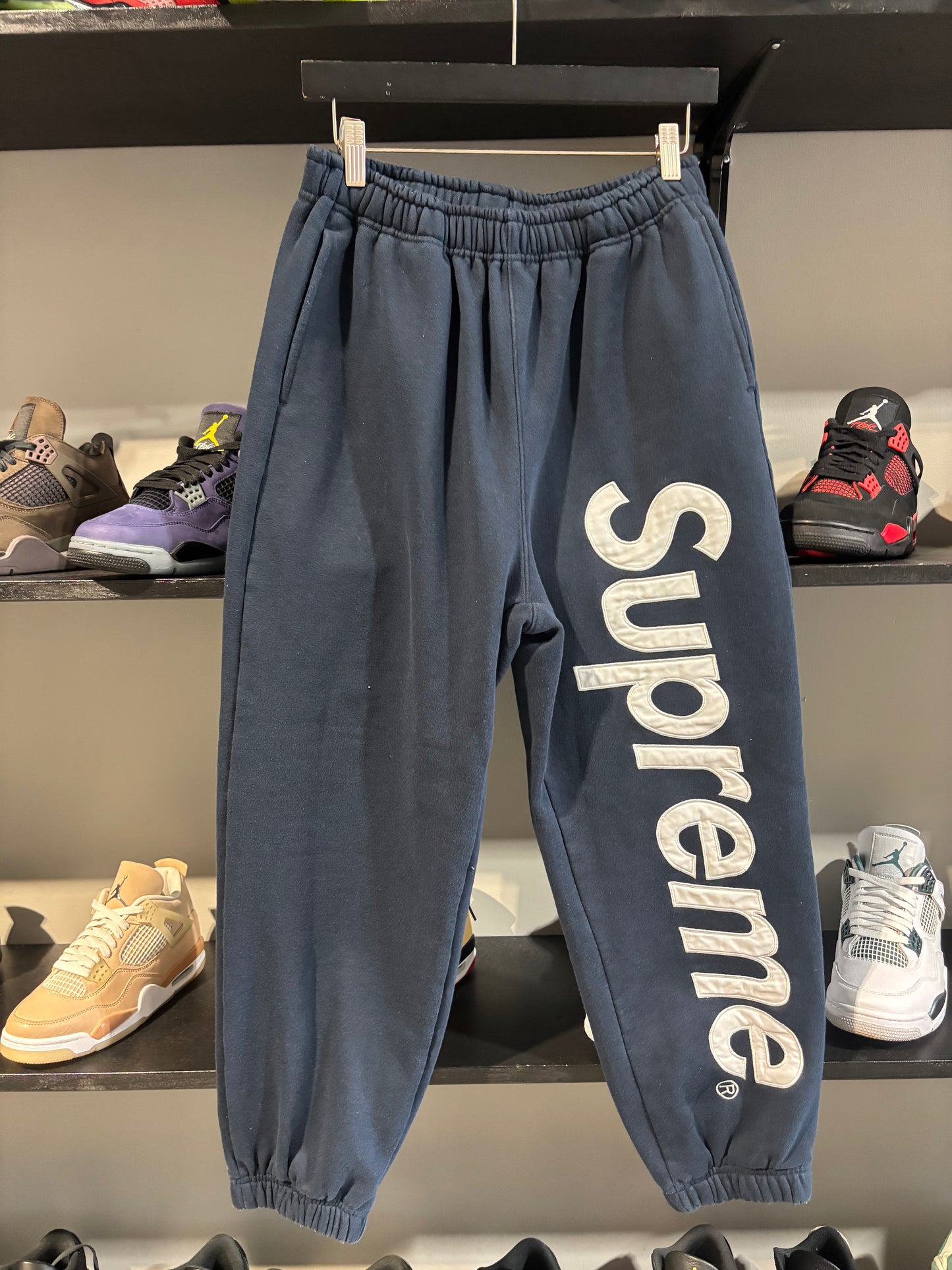 Supreme Navy Spellout Sweats SZ M