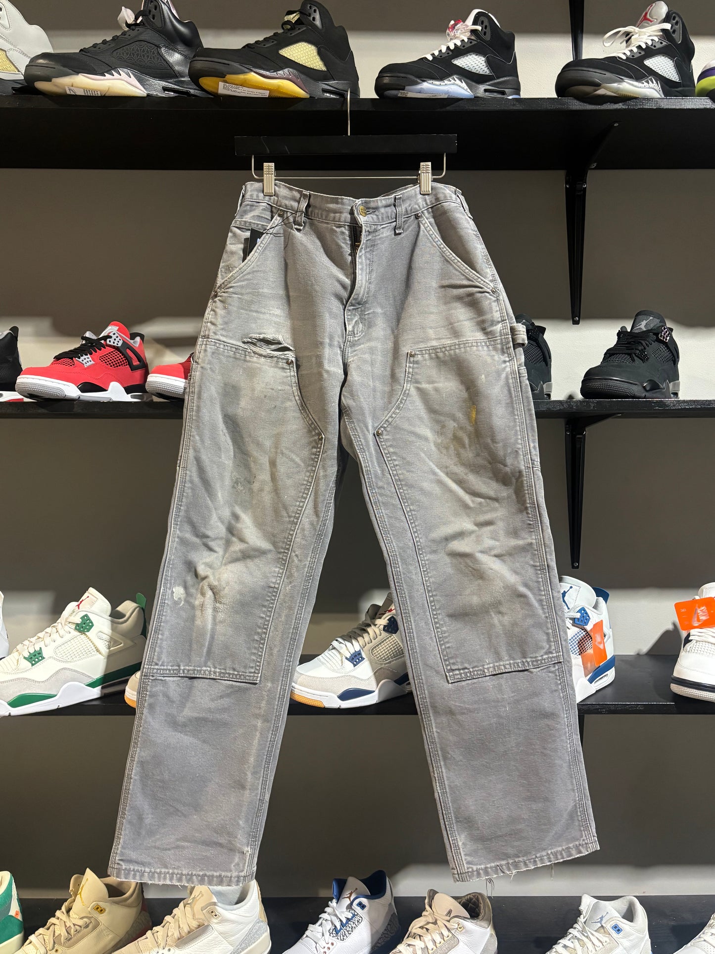 Carhartt Distressed Double Knee Grey SZ 32