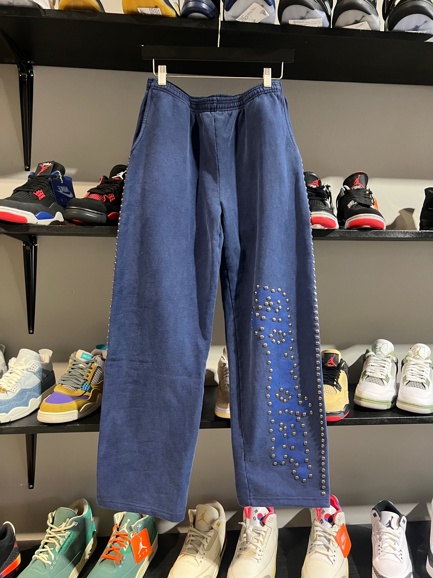 Sp5der Studded Punk V3 Blue Sweatpants
