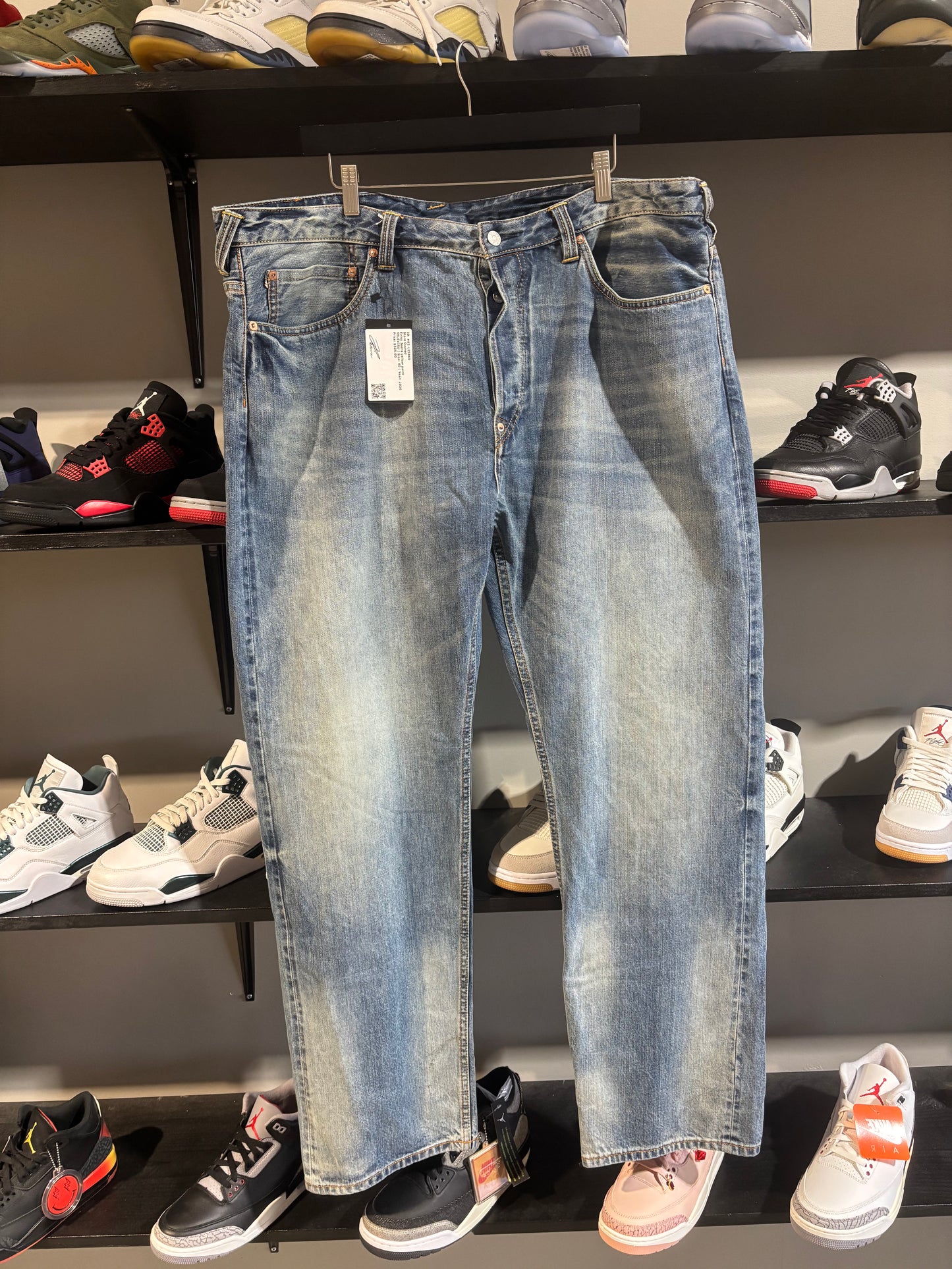 Evisu Jeans yellow paint