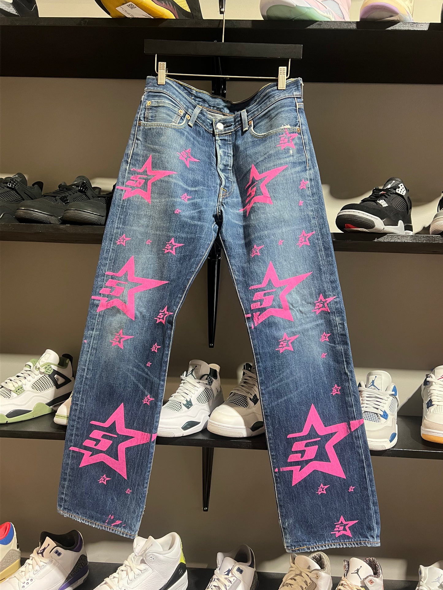 Sp5der pink 5star denim indigo wash sz 34