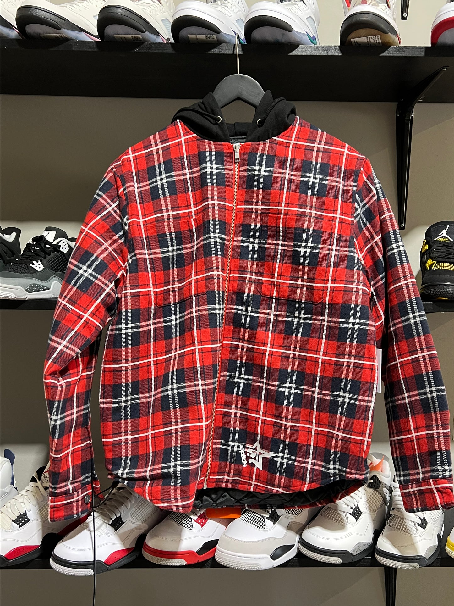 Sp5der hooded red Flannel jacket