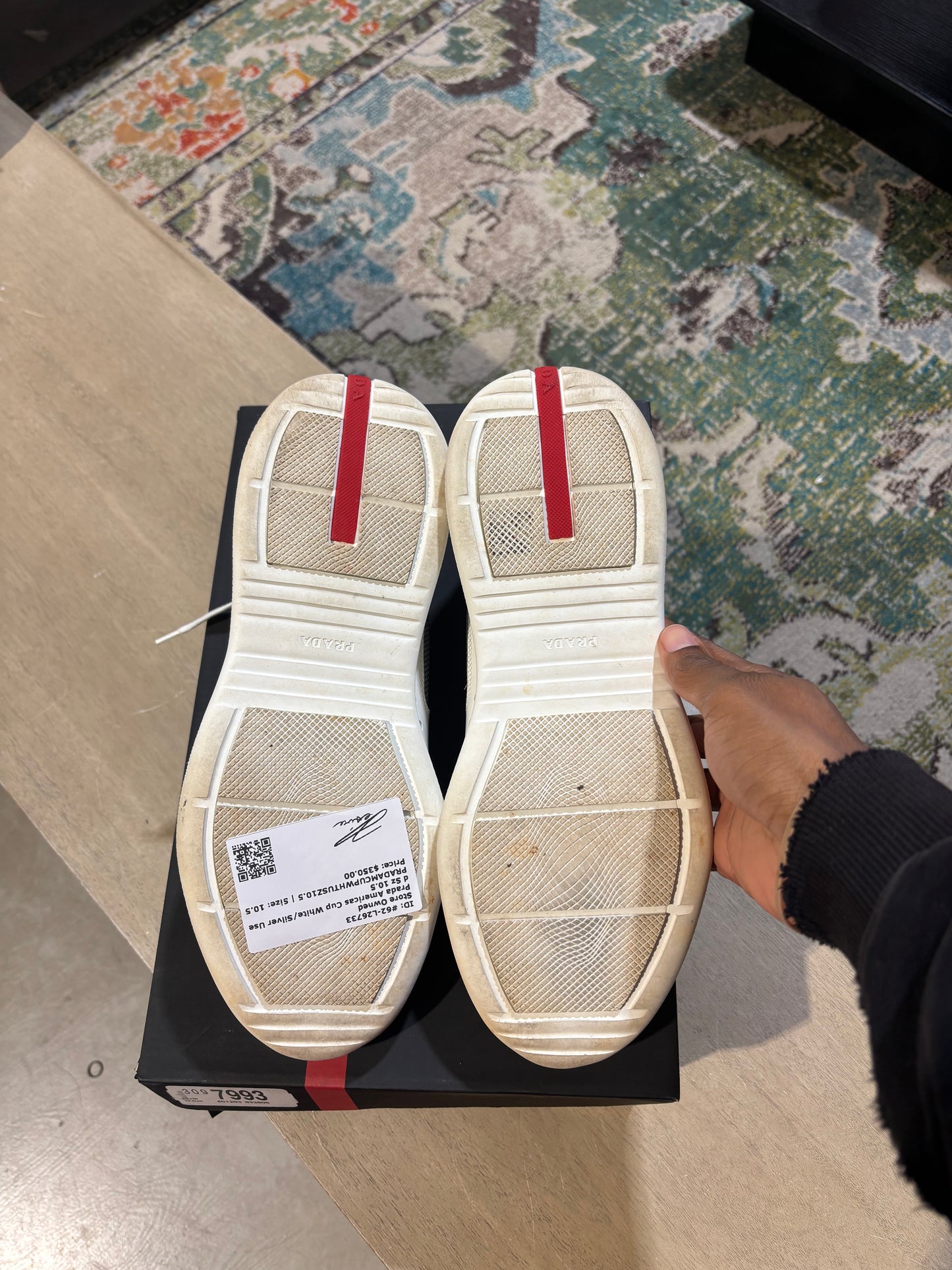 Prada Americas Cup White/Silver Used Sz 10.5